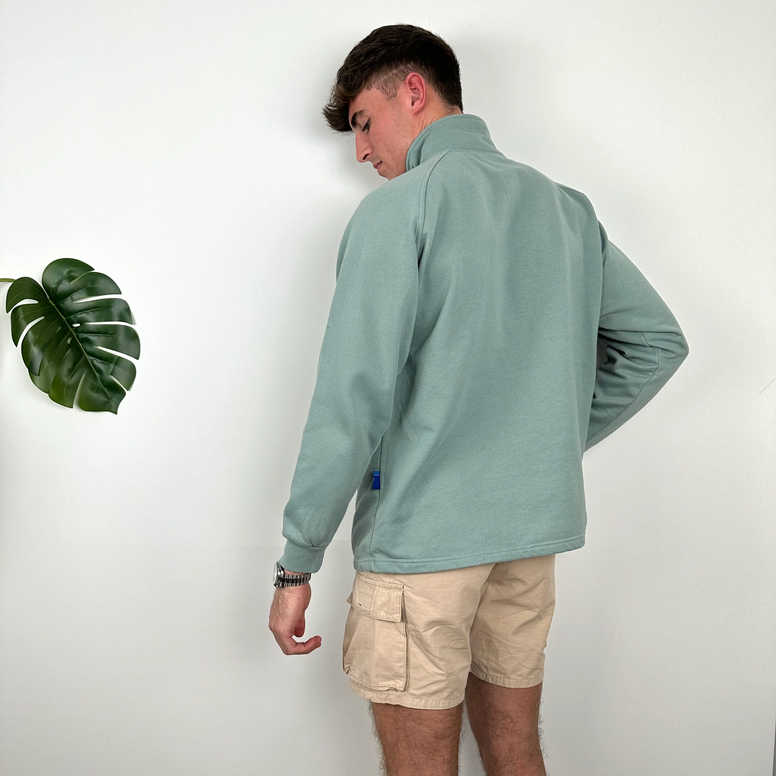 ASICS Green Embroidered Spell Out Quarter Zip Sweatshirt (M) - Image 6