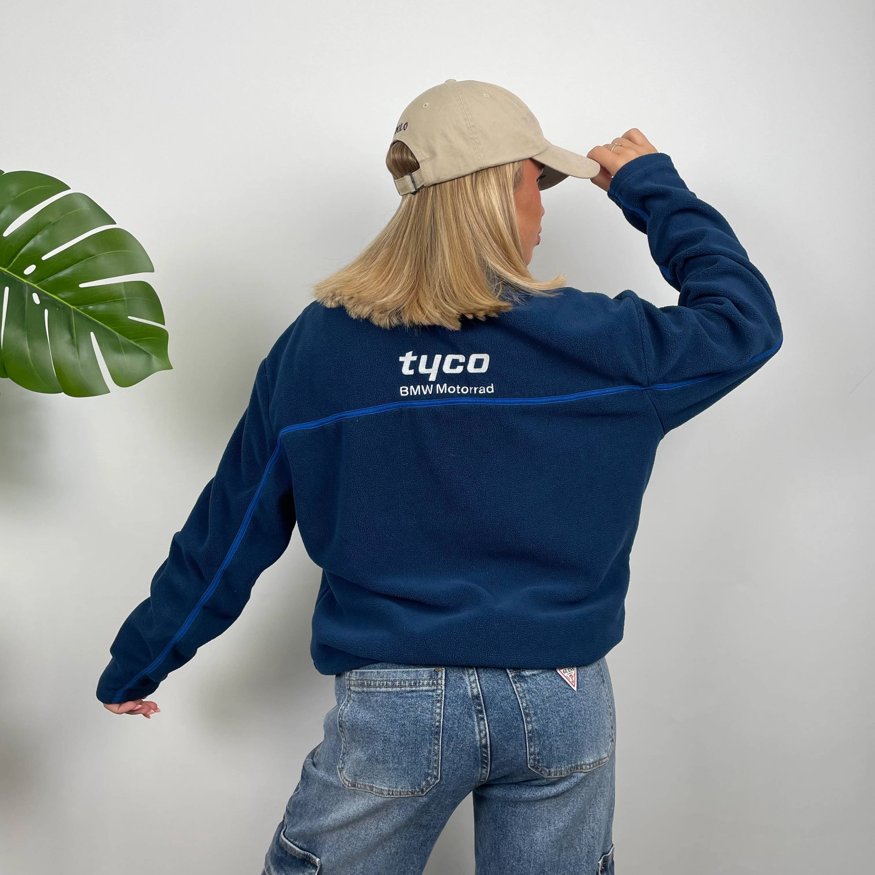 BMW Racing Navy Embroidered Spell Out Quarter Zip (M) - Image 2
