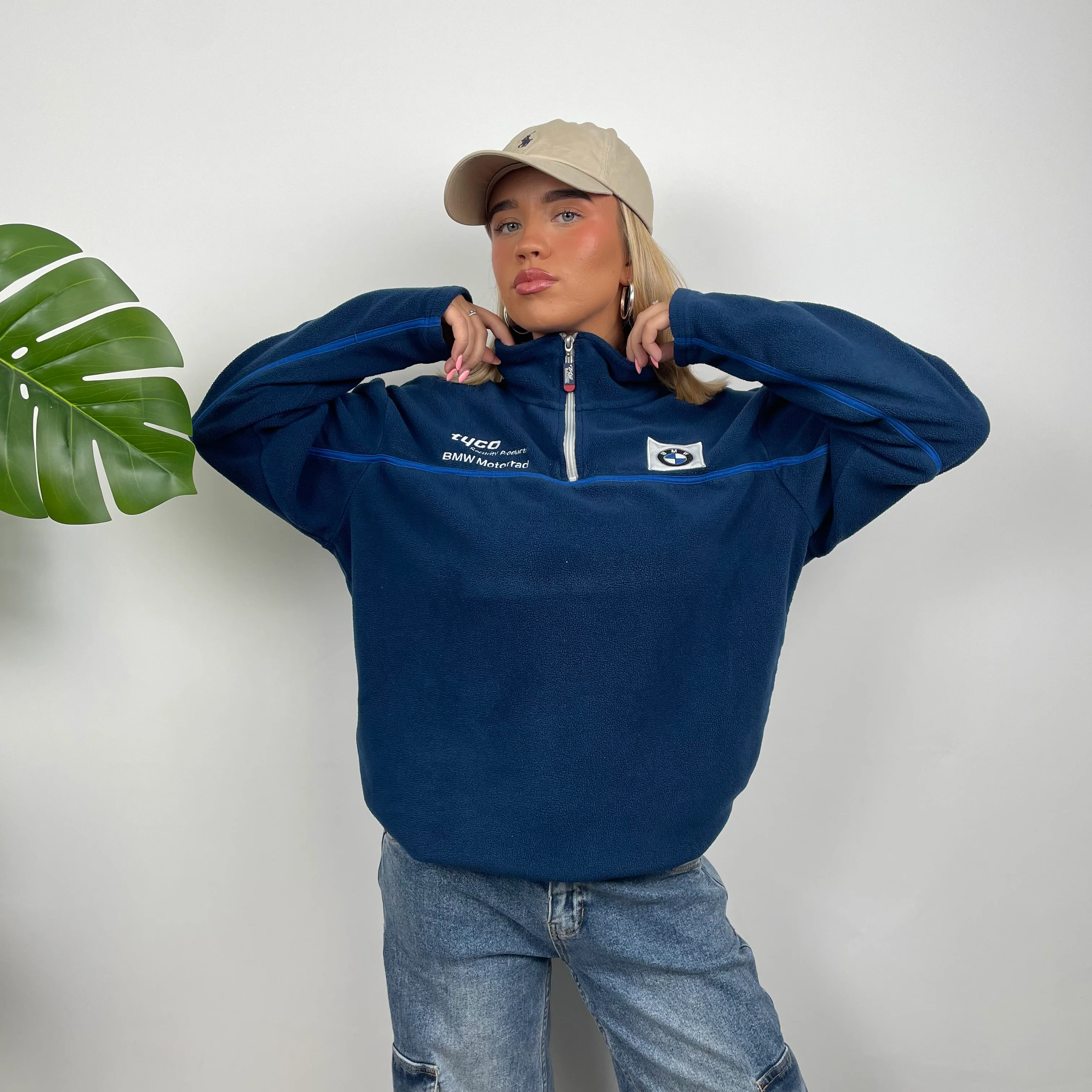 BMW Racing Navy Embroidered Spell Out Quarter Zip (M) - Image 6