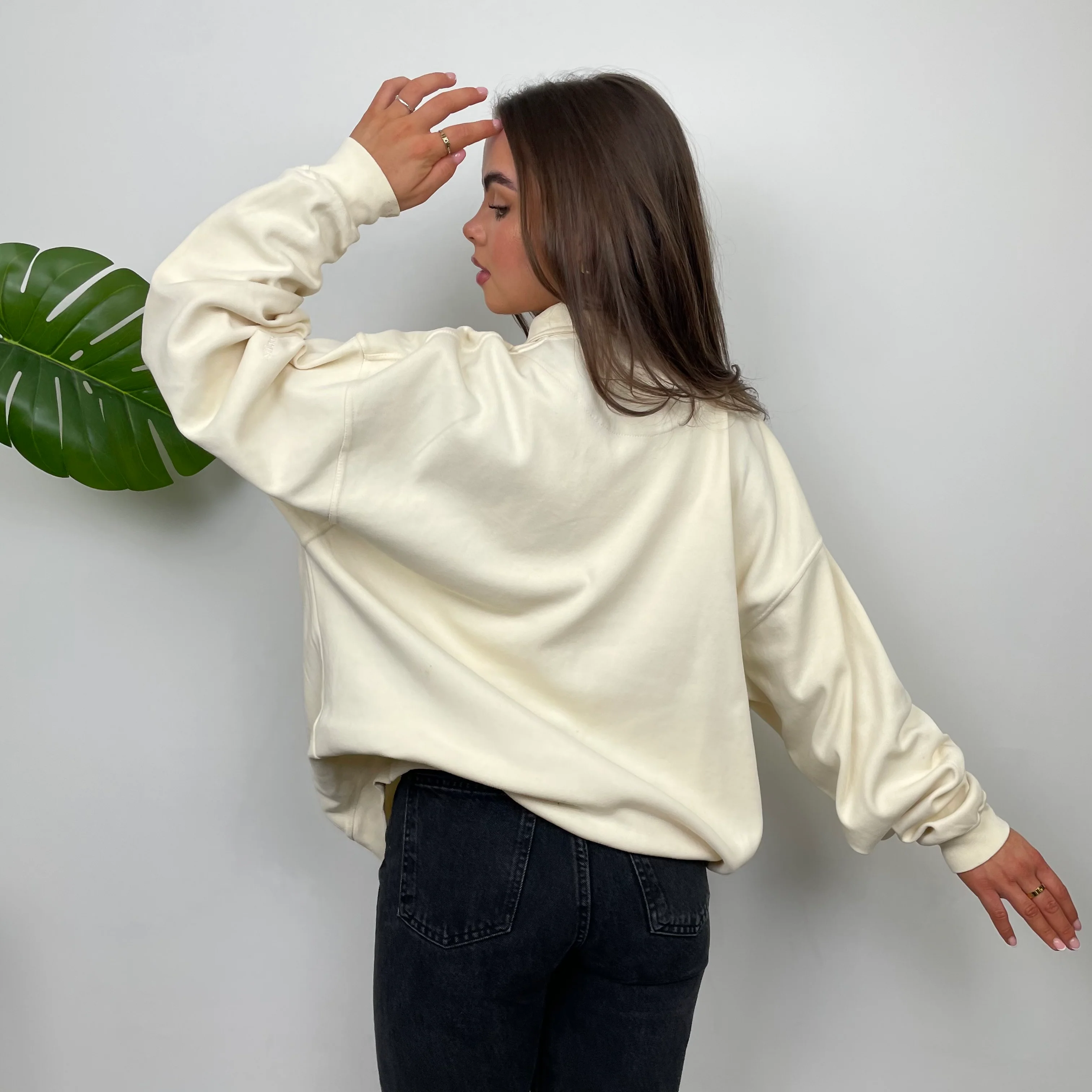 Burberry Cream Embroidered Spell Out Quarter Zip (L) - Image 11