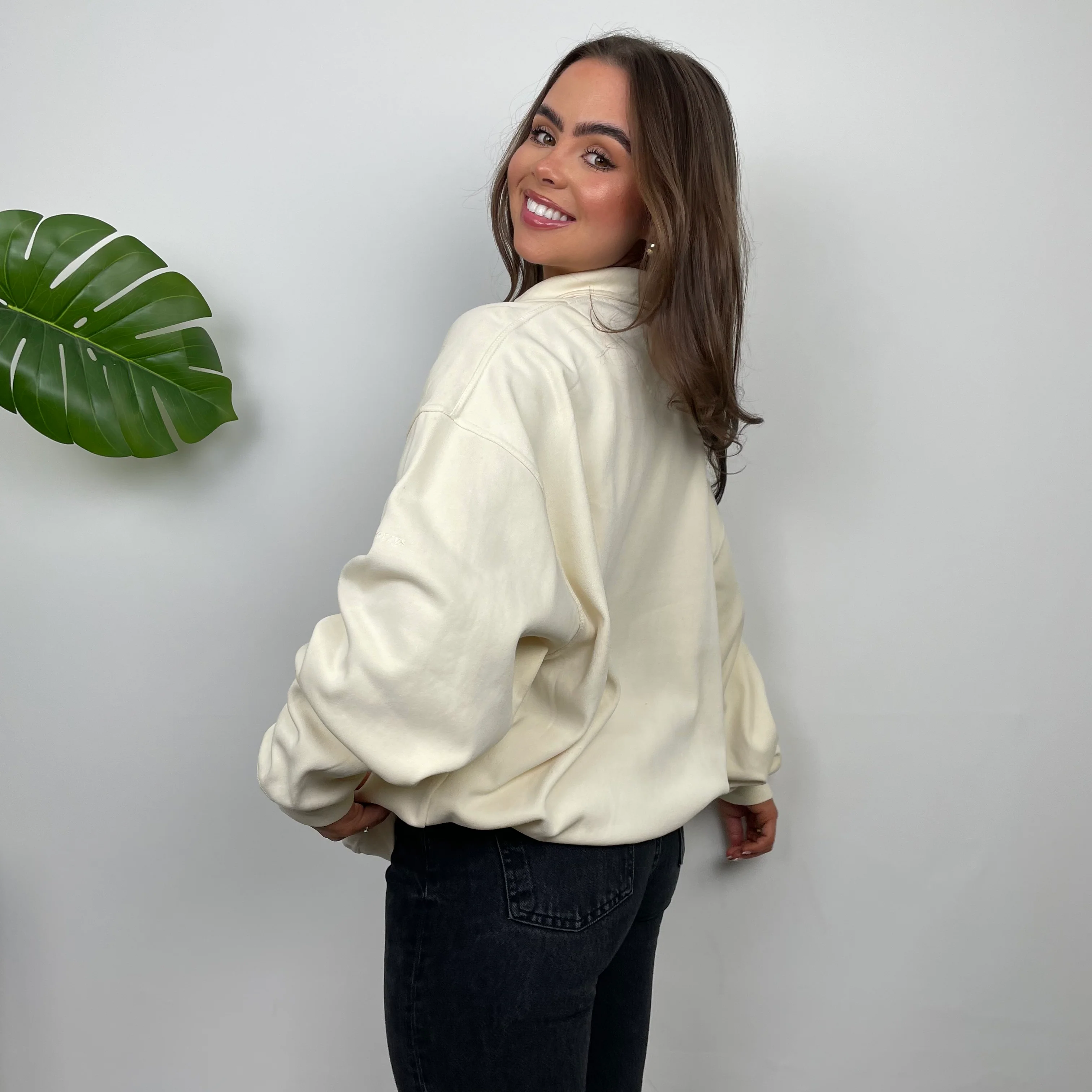 Burberry Cream Embroidered Spell Out Quarter Zip (L) - Image 12