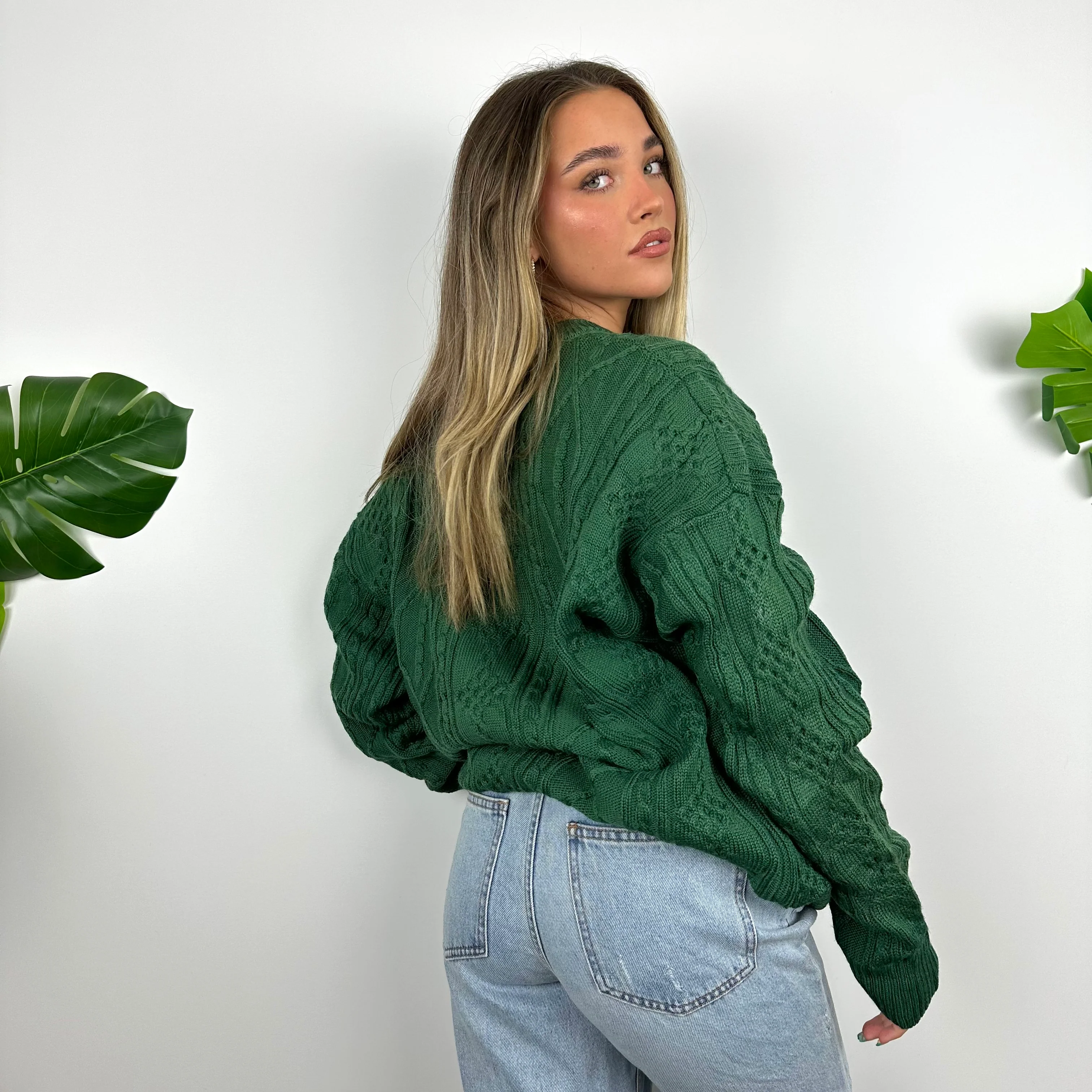 Burberry Rare Knitted Green Embroidered Spell Out Sweater (XL) - Image 7