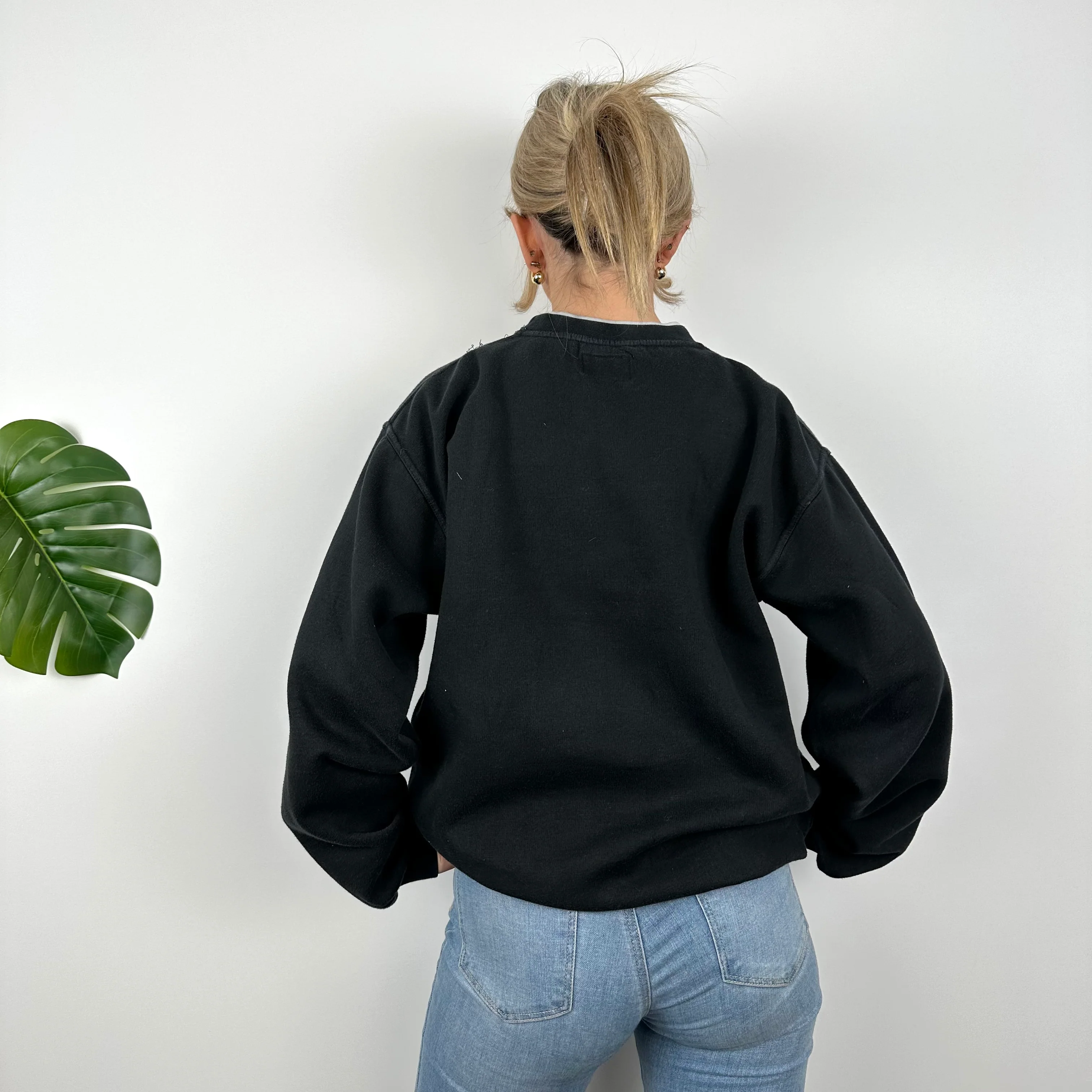 Calvin Klein RARE Black Embroidered Spell Out Sweatshirt (XL) - Image 4