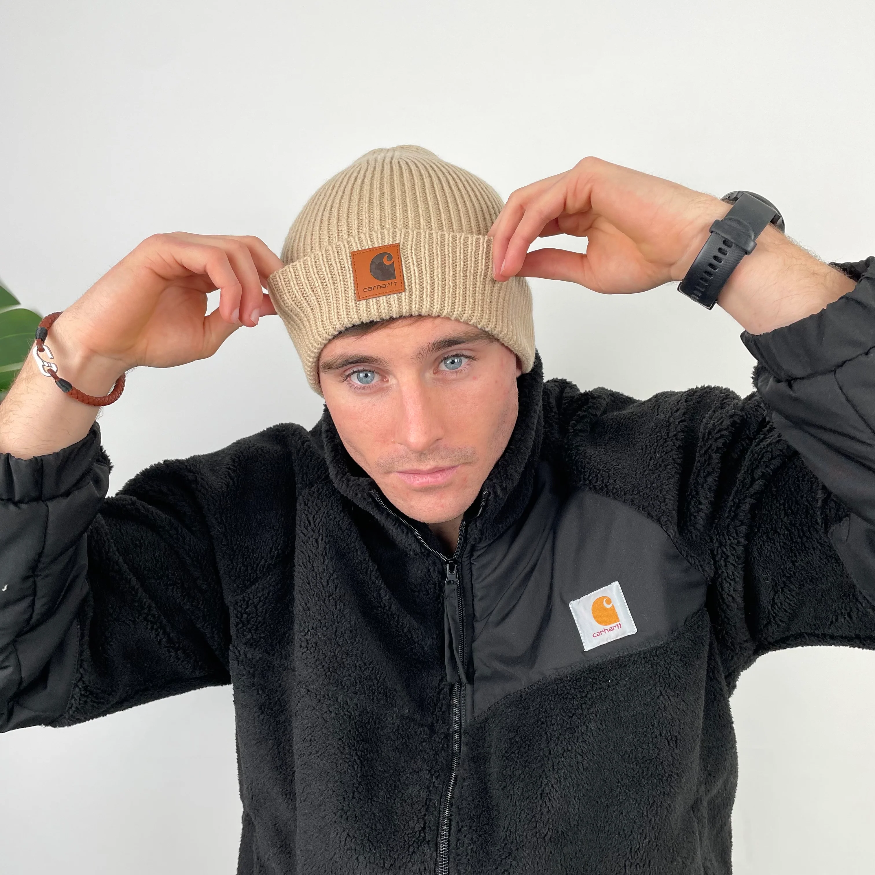 Carhartt Beanie in Cream - Image 4