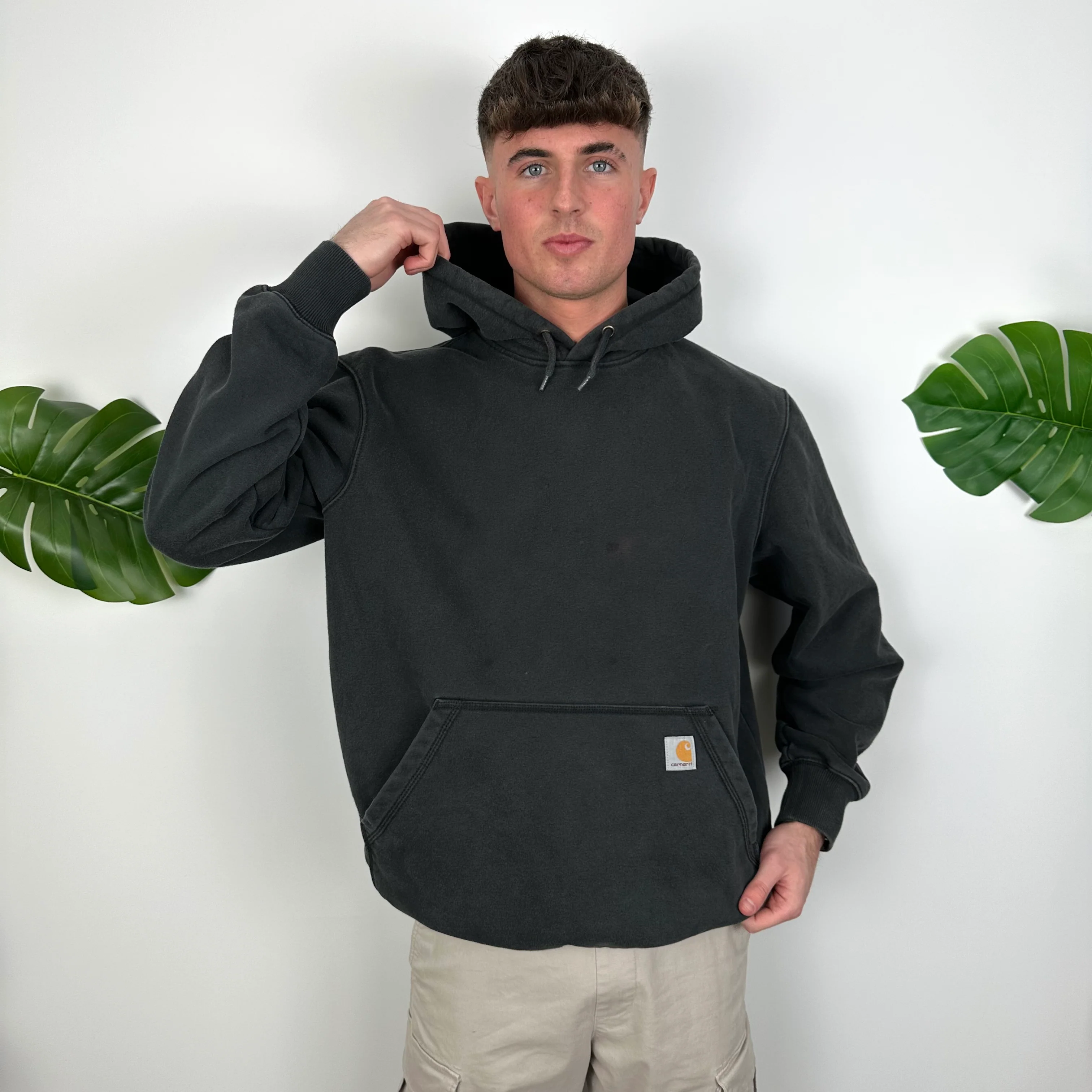 Carhartt Black Embroidered Logo Hoodie (L) - Image 2