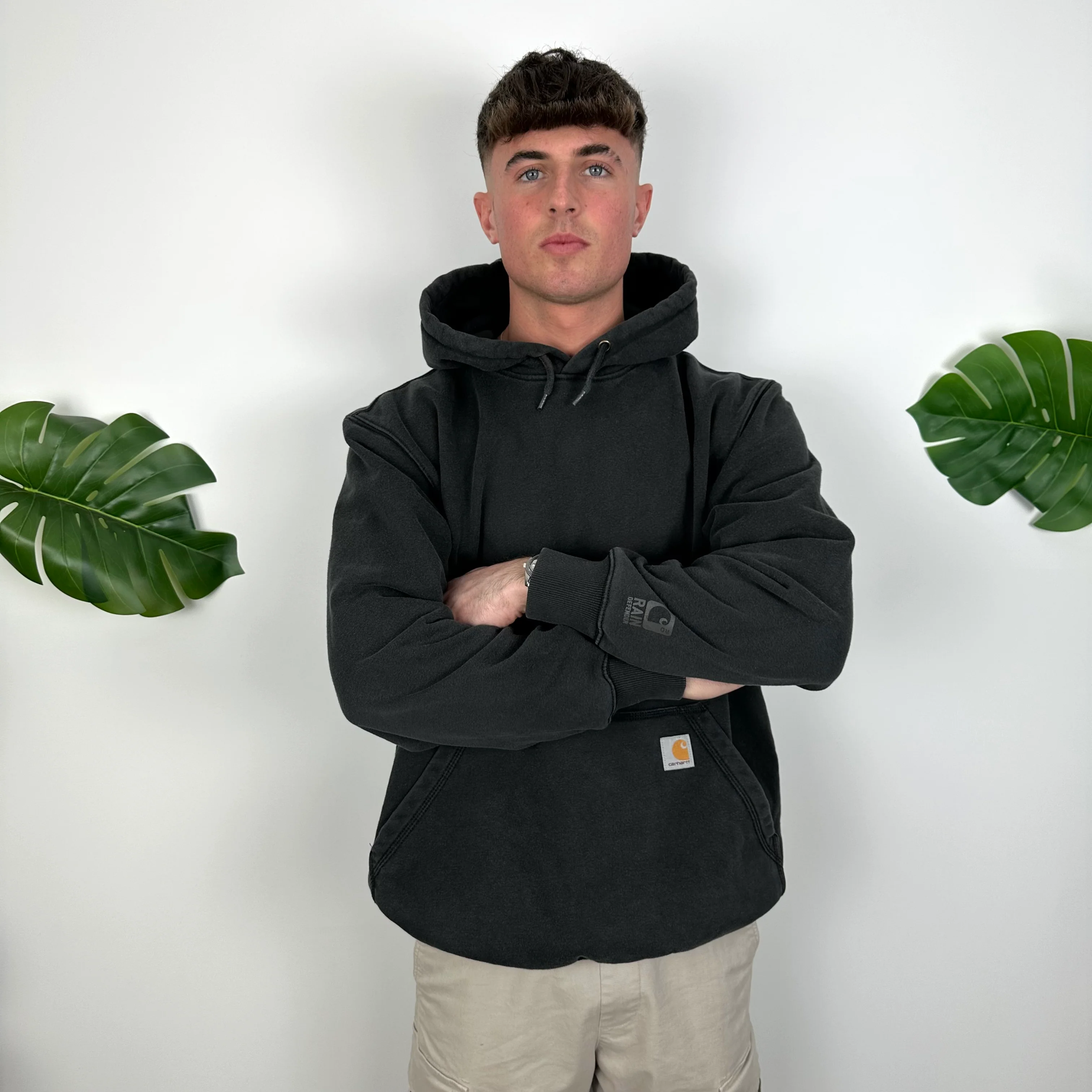 Carhartt Black Embroidered Logo Hoodie (L) - Image 3
