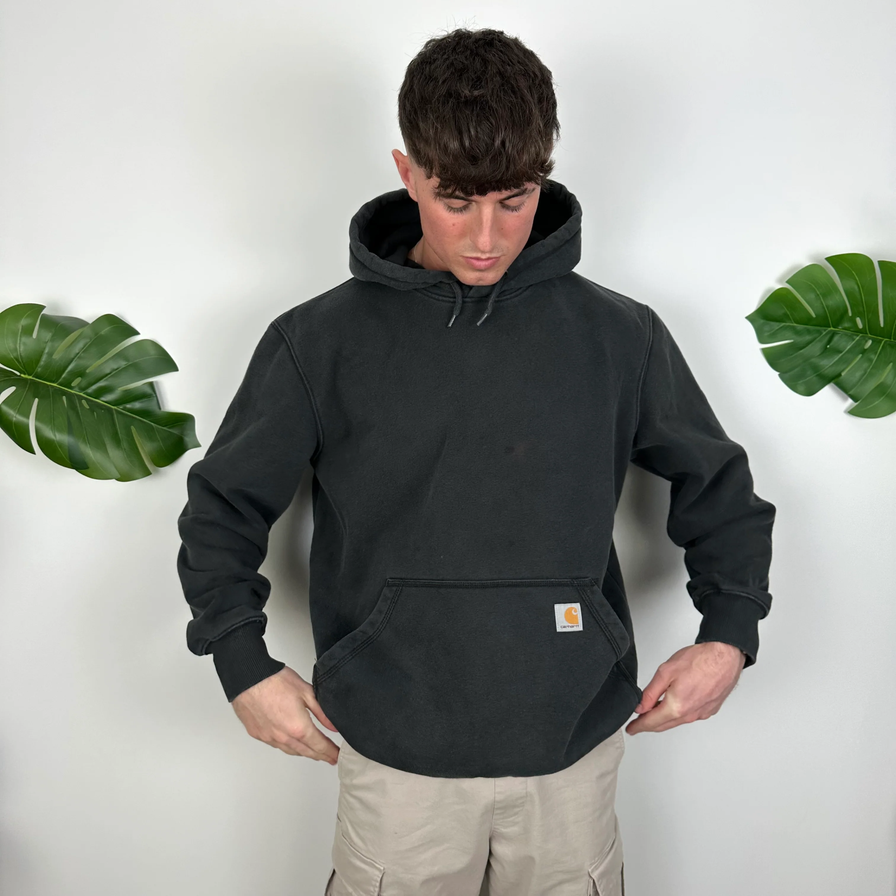 Carhartt Black Embroidered Logo Hoodie (L) - Image 4