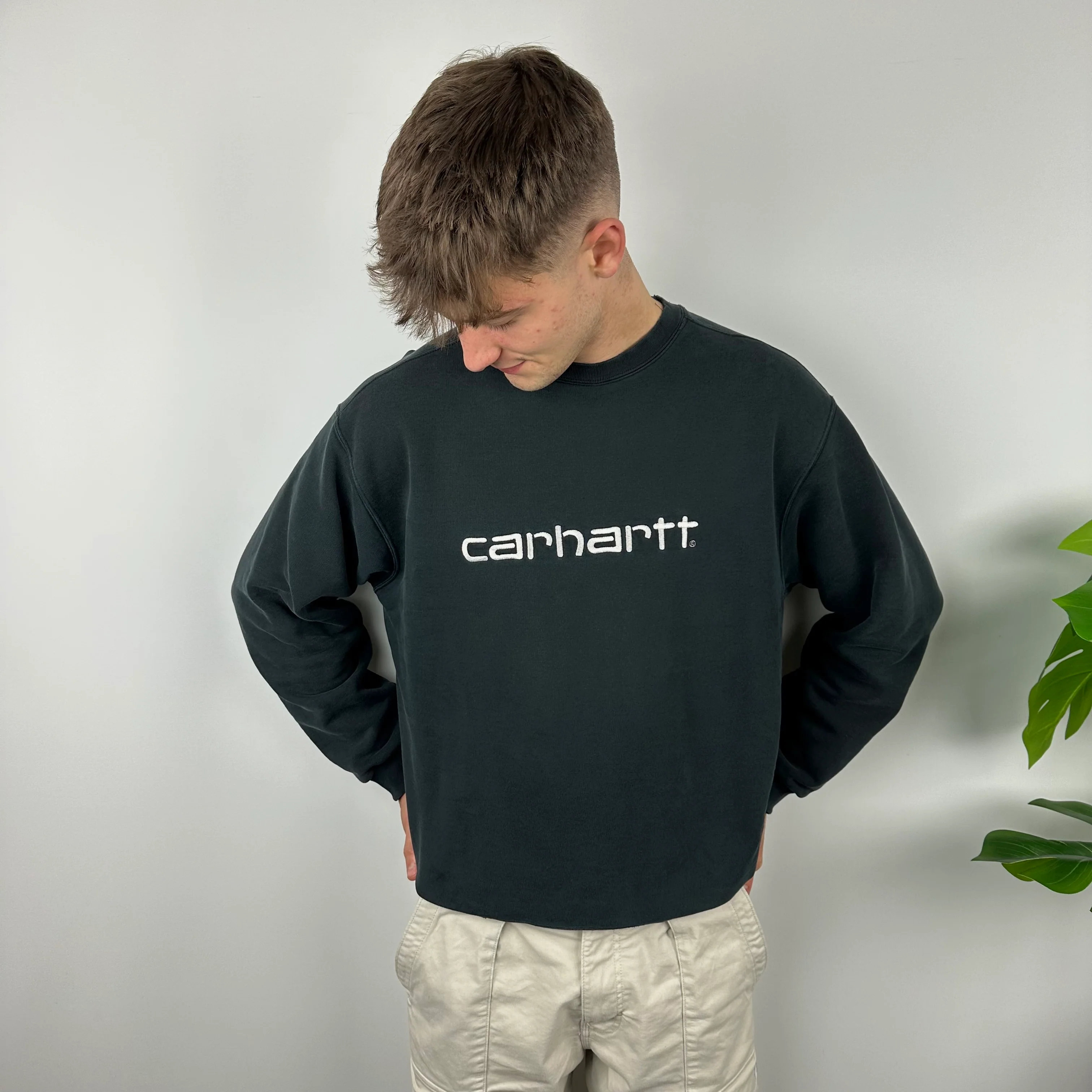Carhartt Black Embroidered Spell Out Sweatshirt (L) - Image 3
