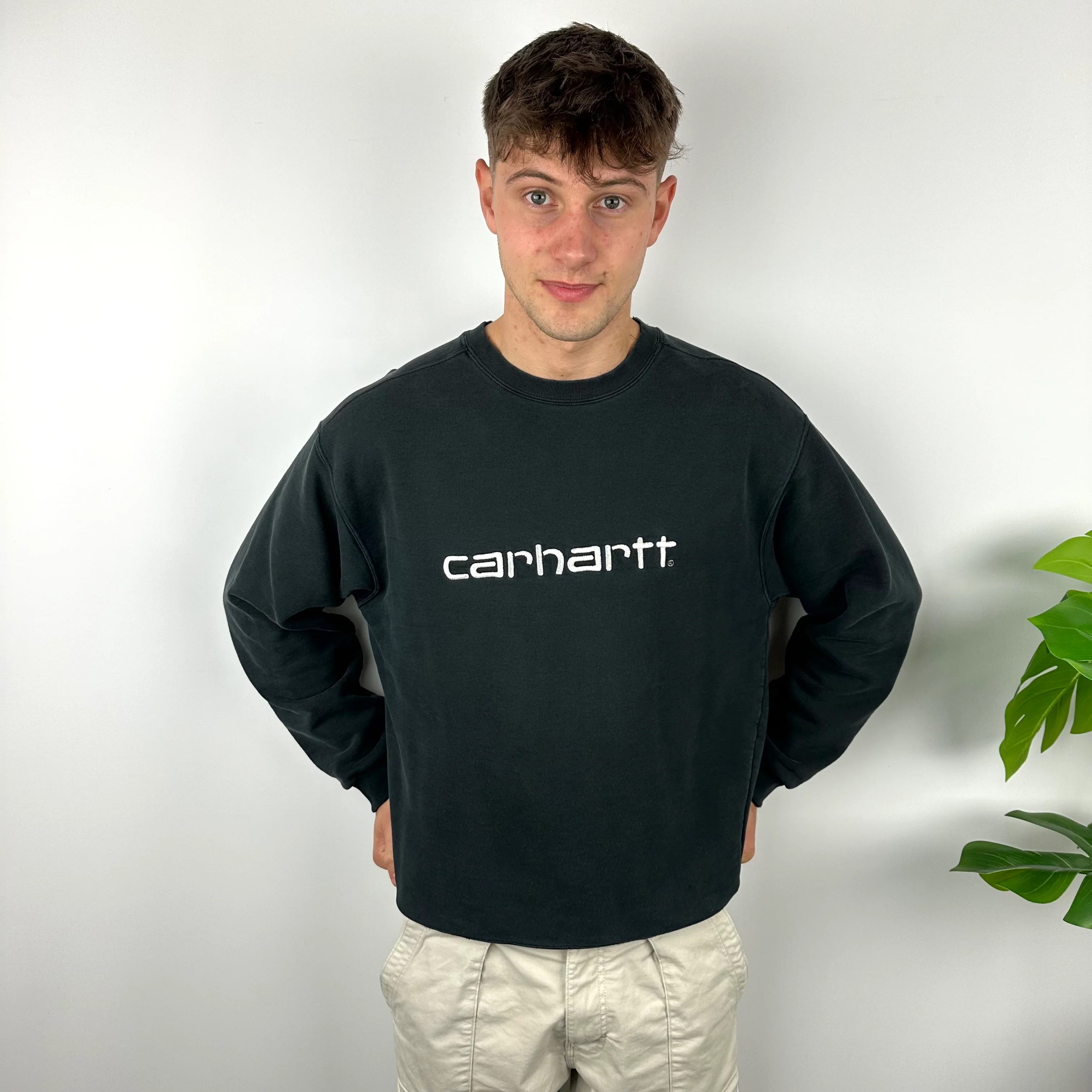 Carhartt Black Embroidered Spell Out Sweatshirt (L) - Image 5