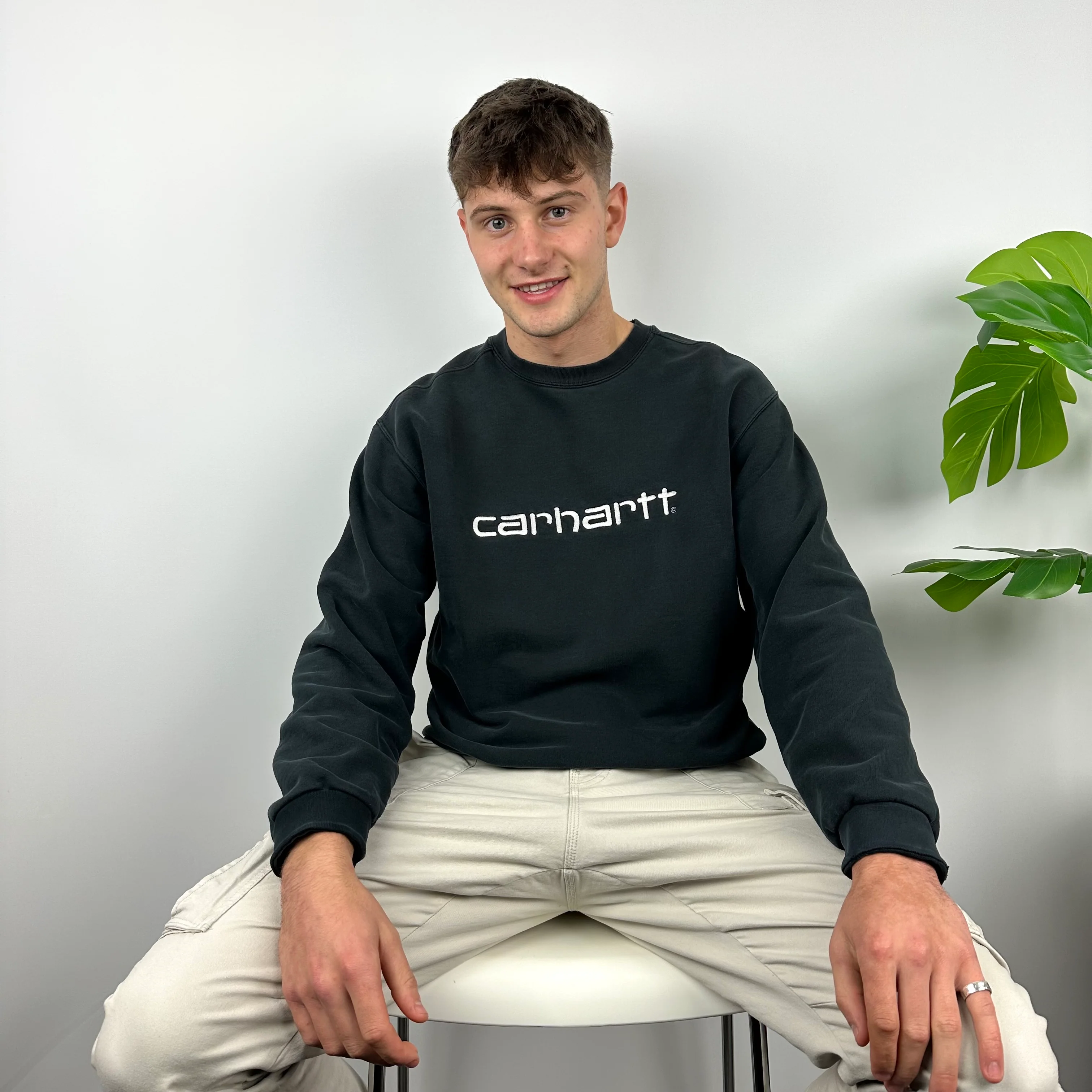 Carhartt Black Embroidered Spell Out Sweatshirt (L) - Image 6
