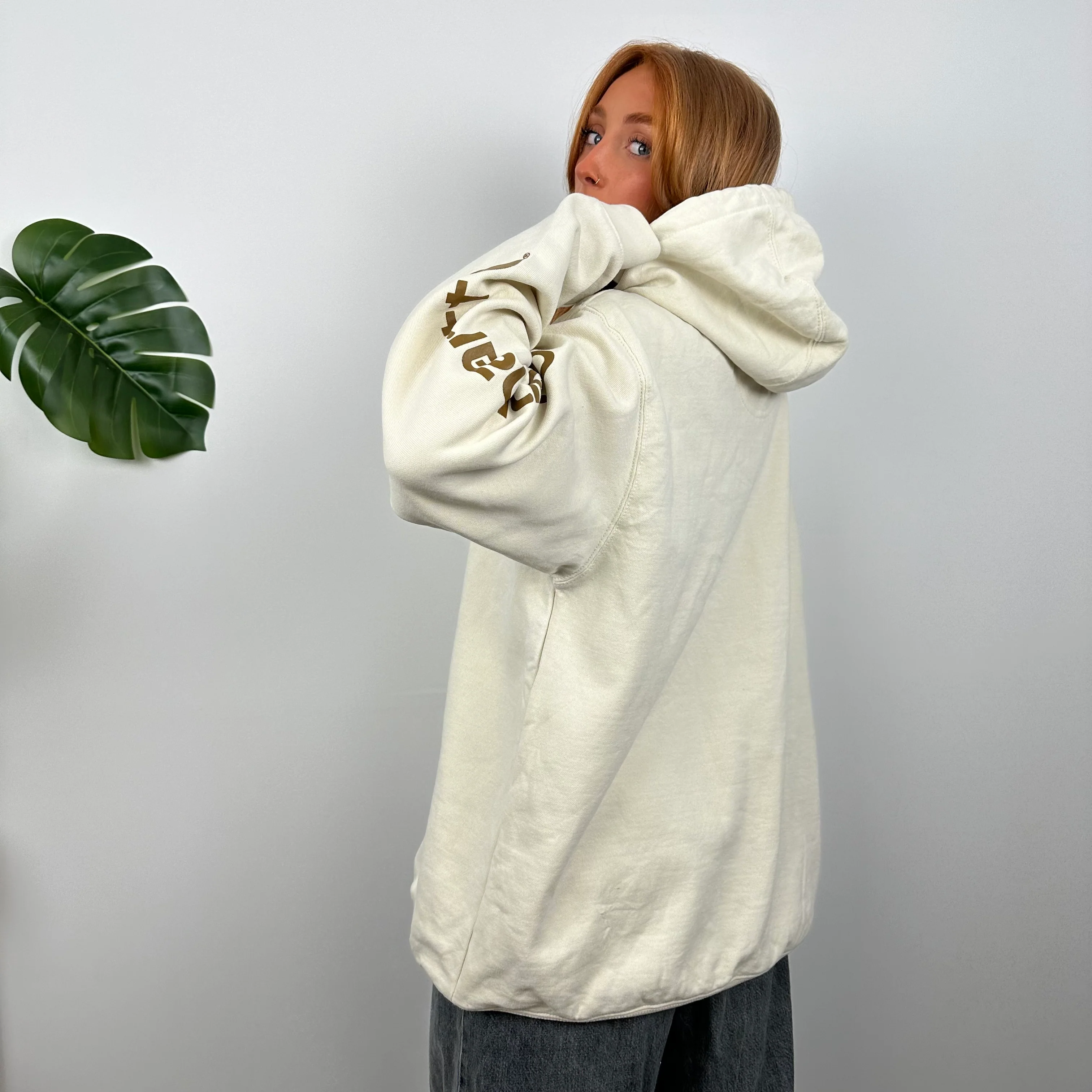 Carhartt Cream Embroidered Logo Hoodie (L) - Image 6