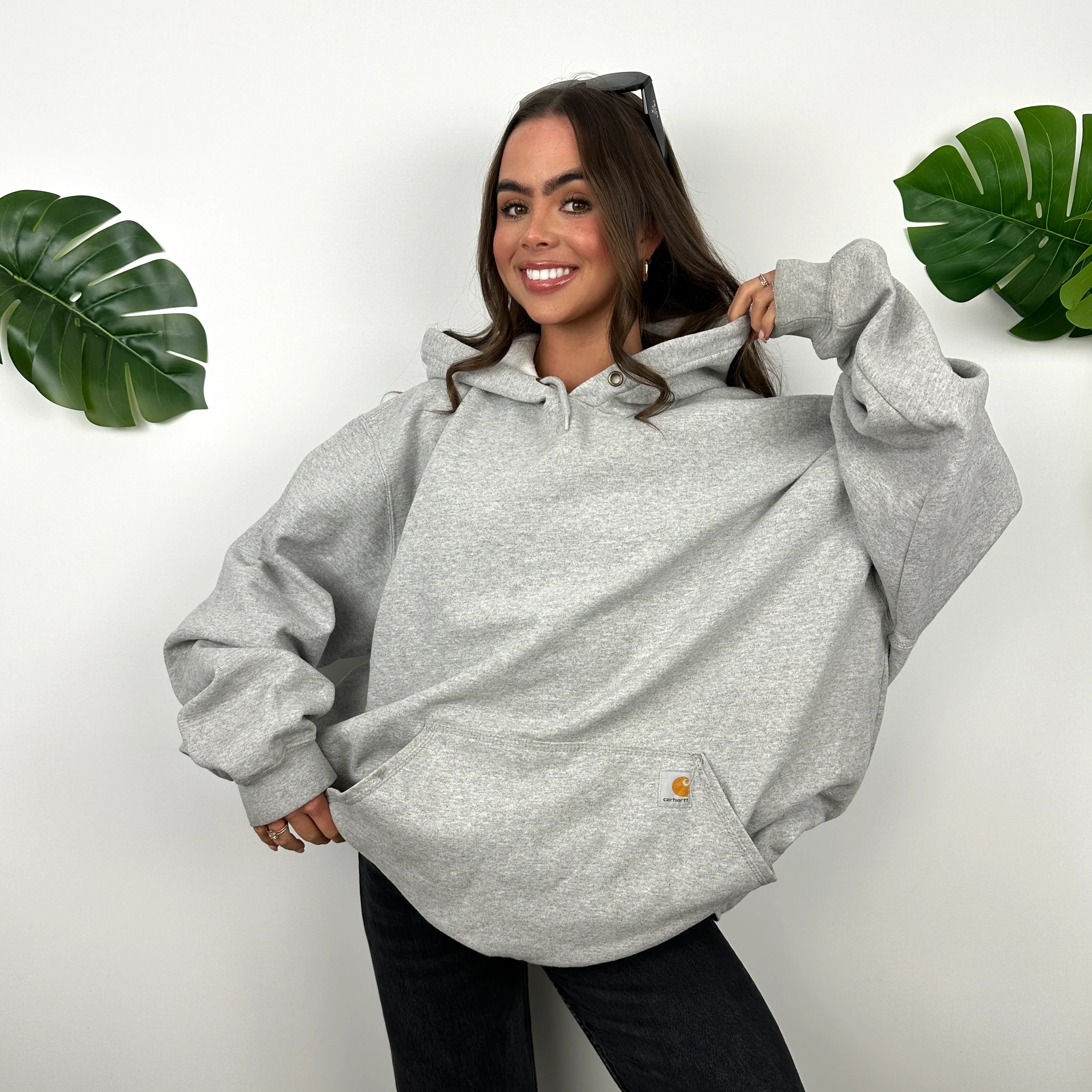 Carhartt Grey Embroidered Logo Hoodie (XXL) - Image 2