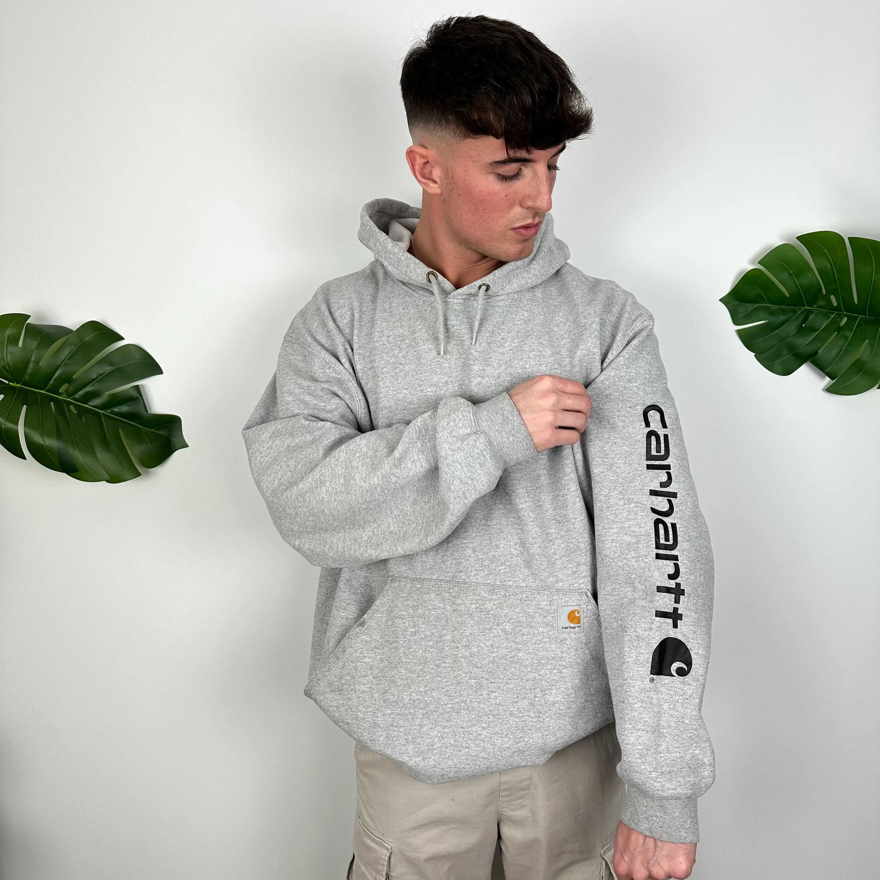 Carhartt Grey Embroidered Logo Hoodie (XXL) - Image 3