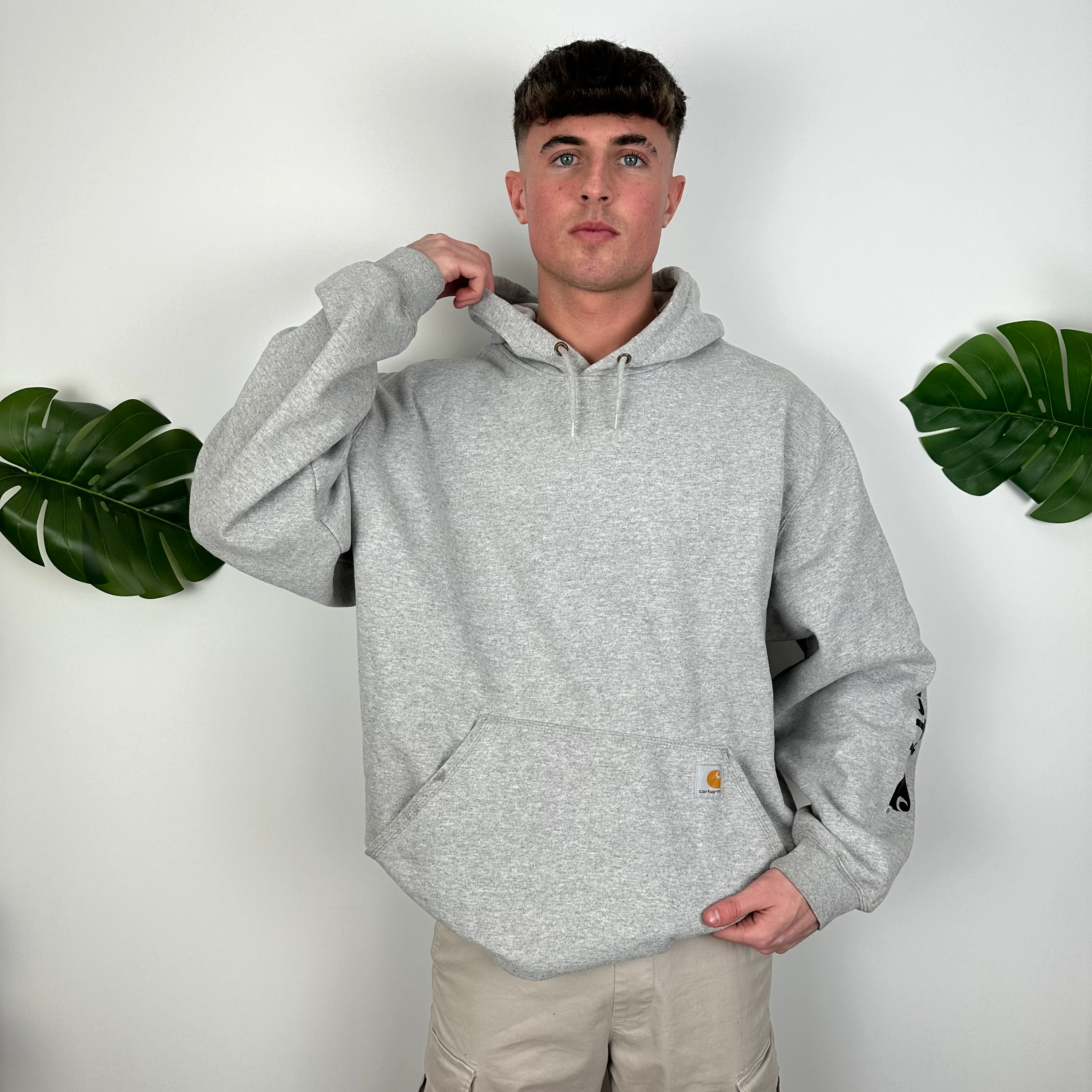 Carhartt Grey Embroidered Logo Hoodie (XXL) - Image 5