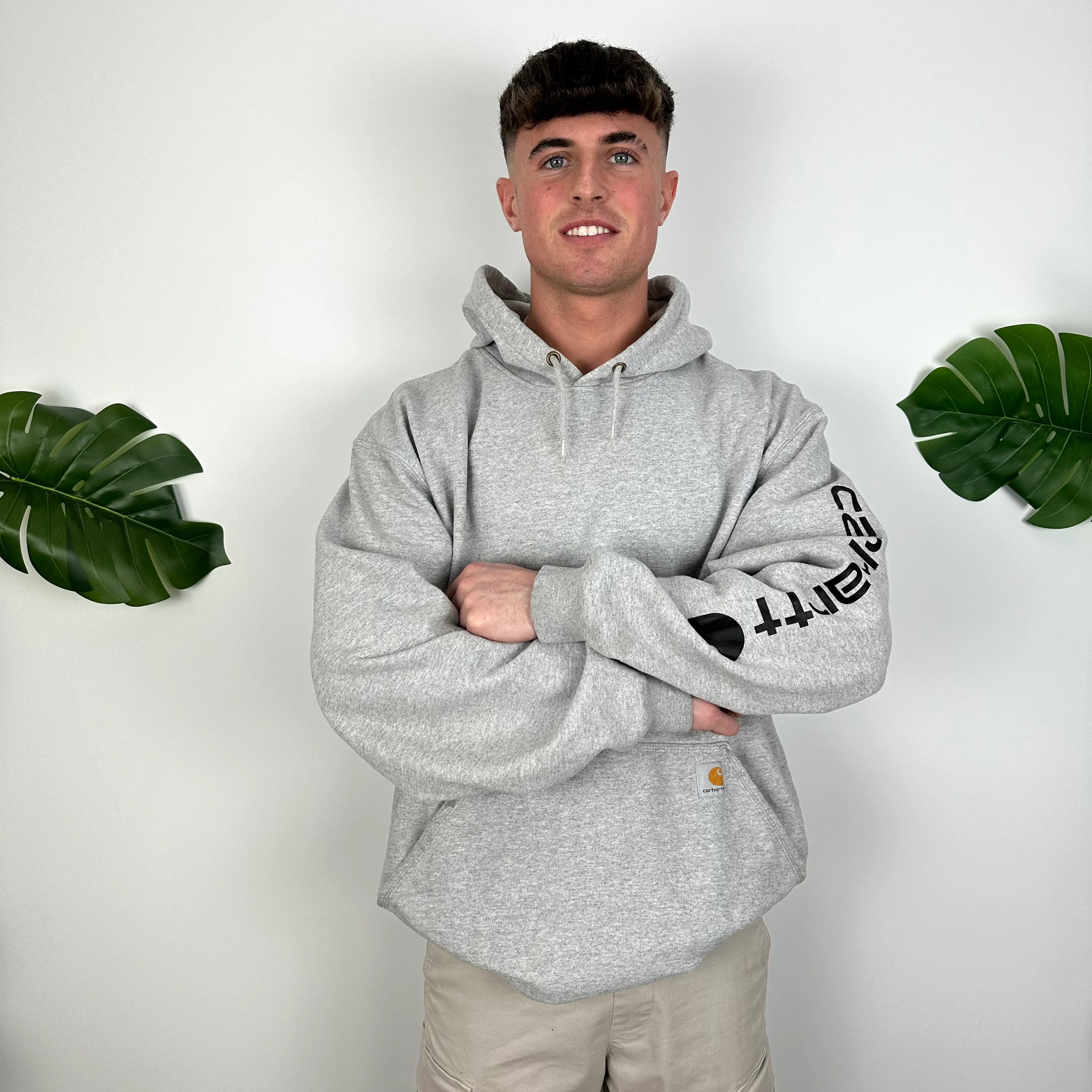 Carhartt Grey Embroidered Logo Hoodie (XXL) - Image 6