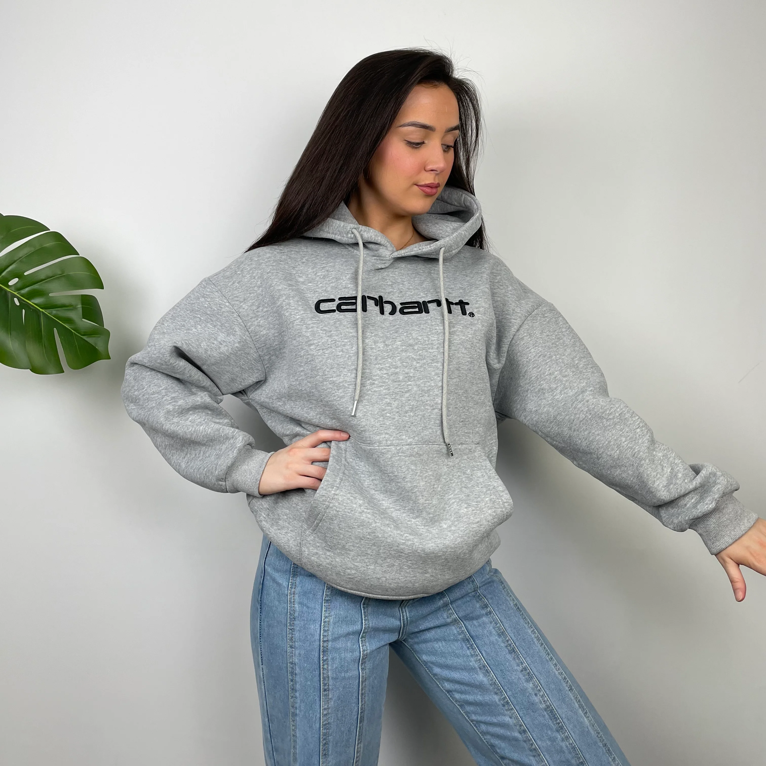 Carhartt Grey Embroidered Logo Hoodie (L) - Image 3