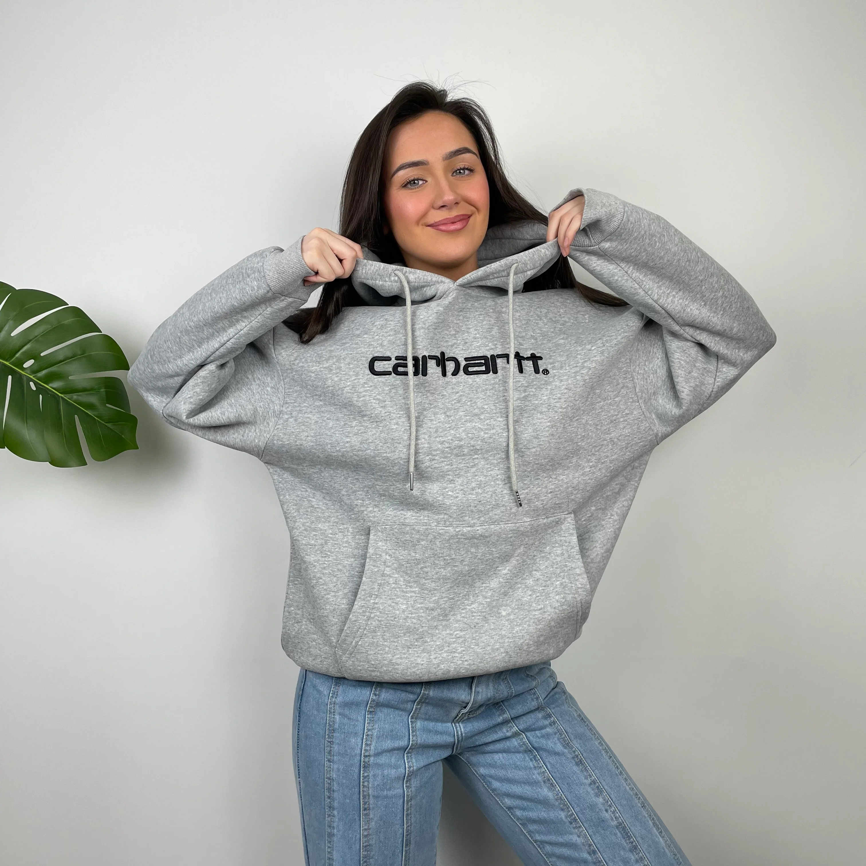 Carhartt Grey Embroidered Logo Hoodie (L) - Image 4
