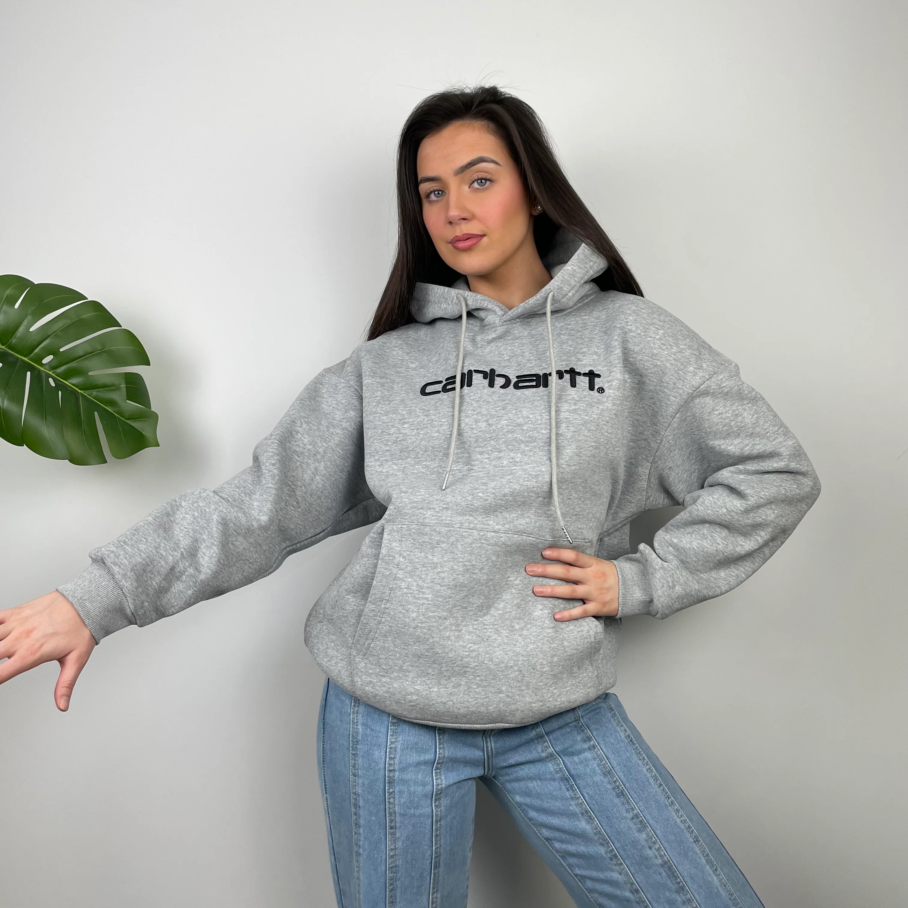 Carhartt Grey Embroidered Logo Hoodie (L) - Image 6