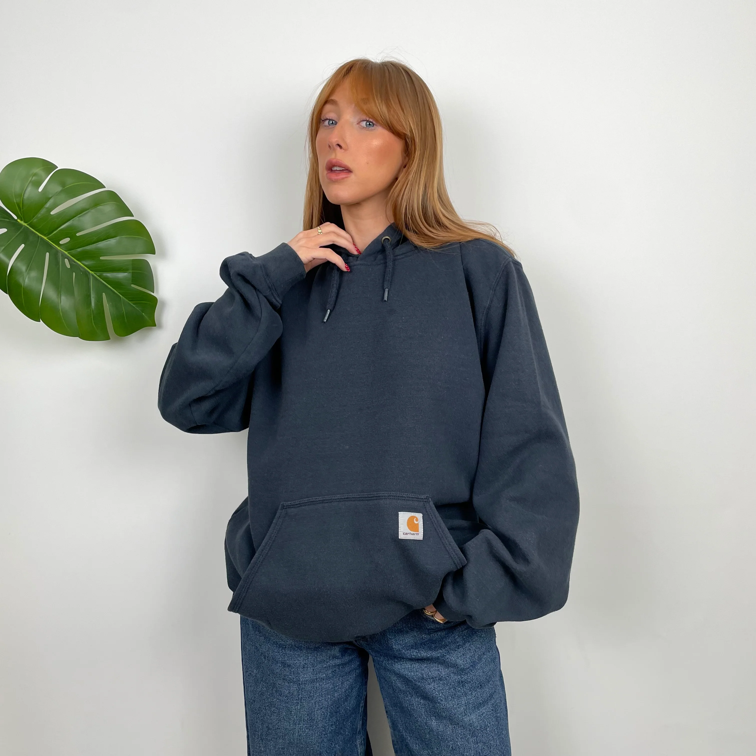 Carhartt Navy Embroidered Spell Out Hoodie (XL)