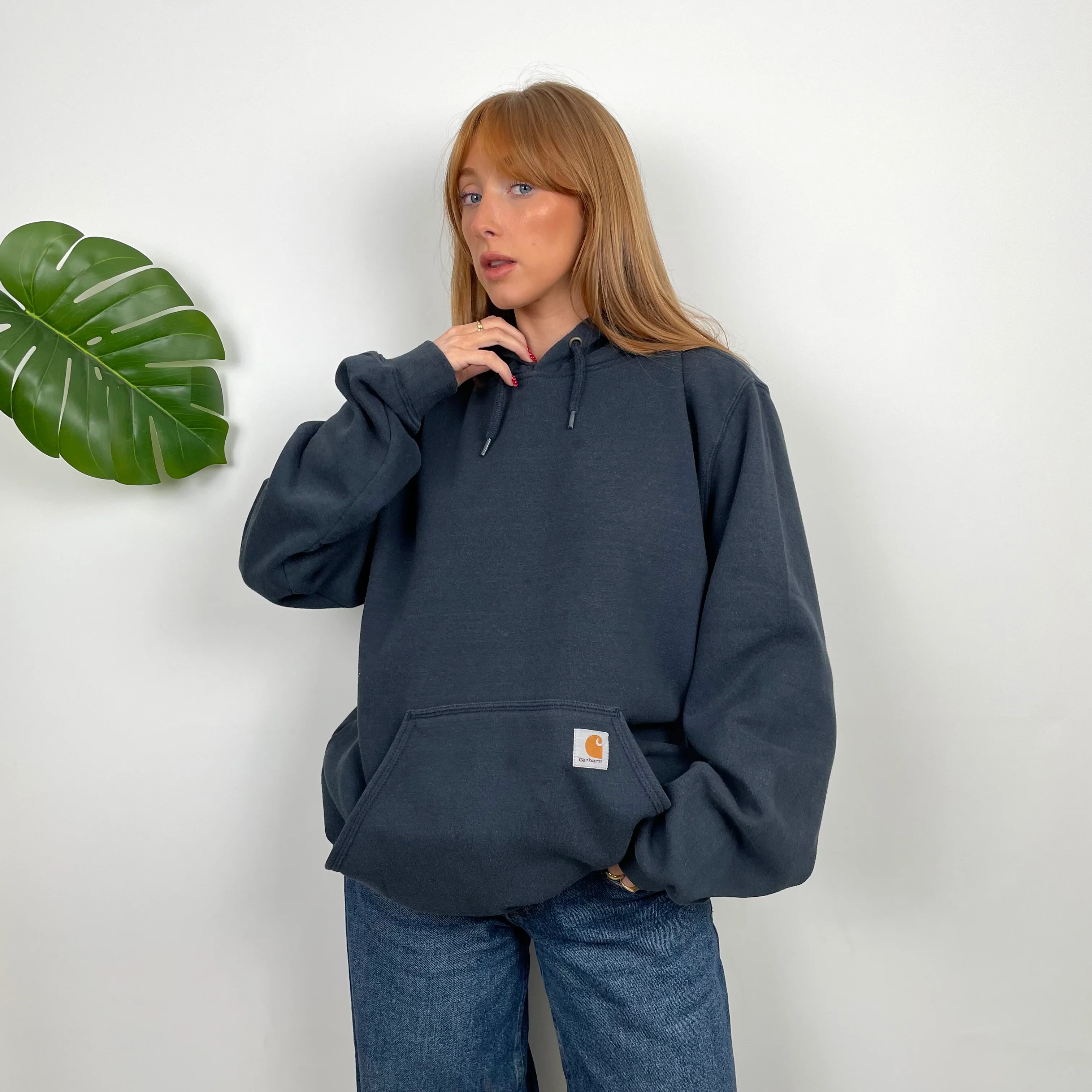 Carhartt Navy Embroidered Spell Out Hoodie (XL) - Image 2