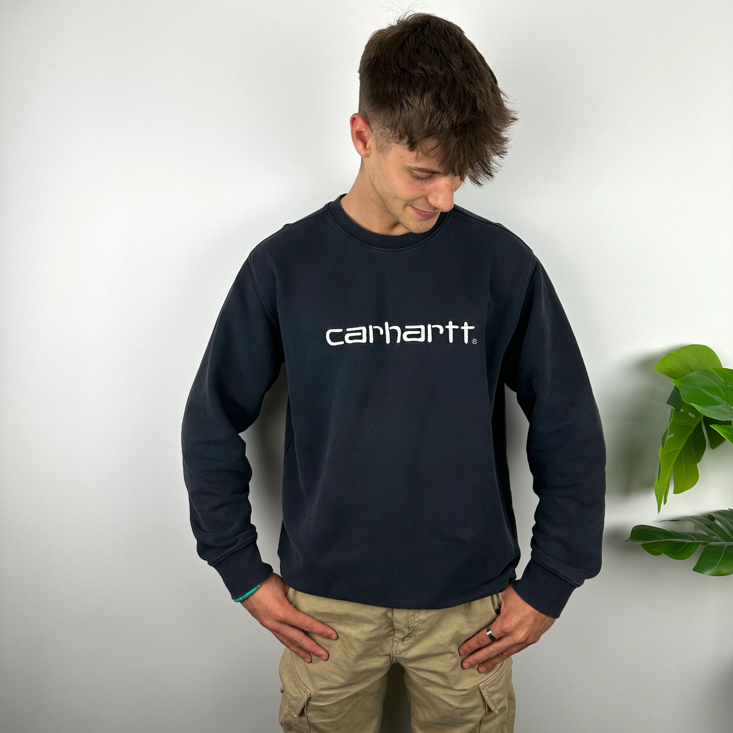 Carhartt Navy Embroidered Spell Out Sweatshirt (XL) - Image 3