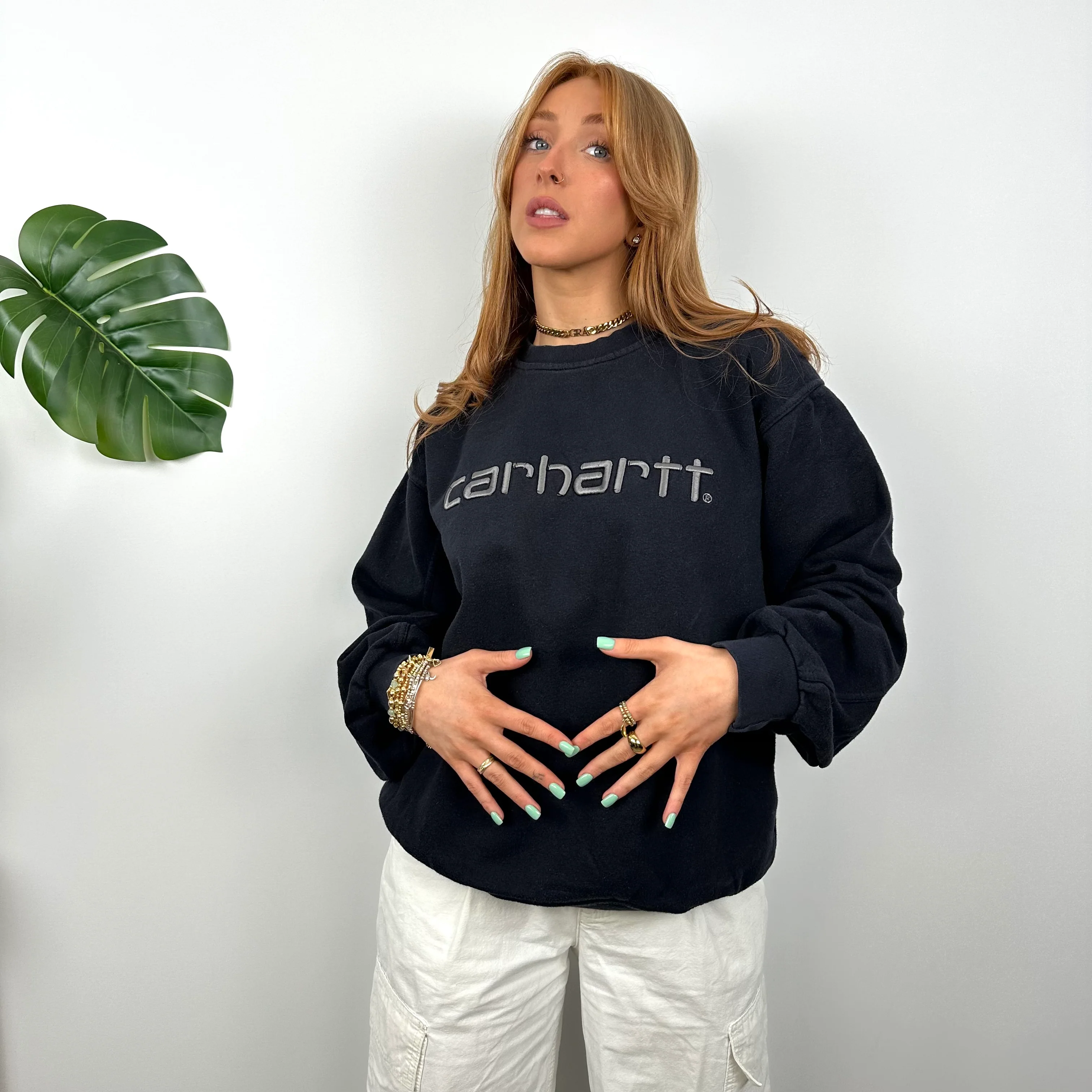 Carhartt Navy Embroidered Spell Out Sweatshirt (S) - Image 2