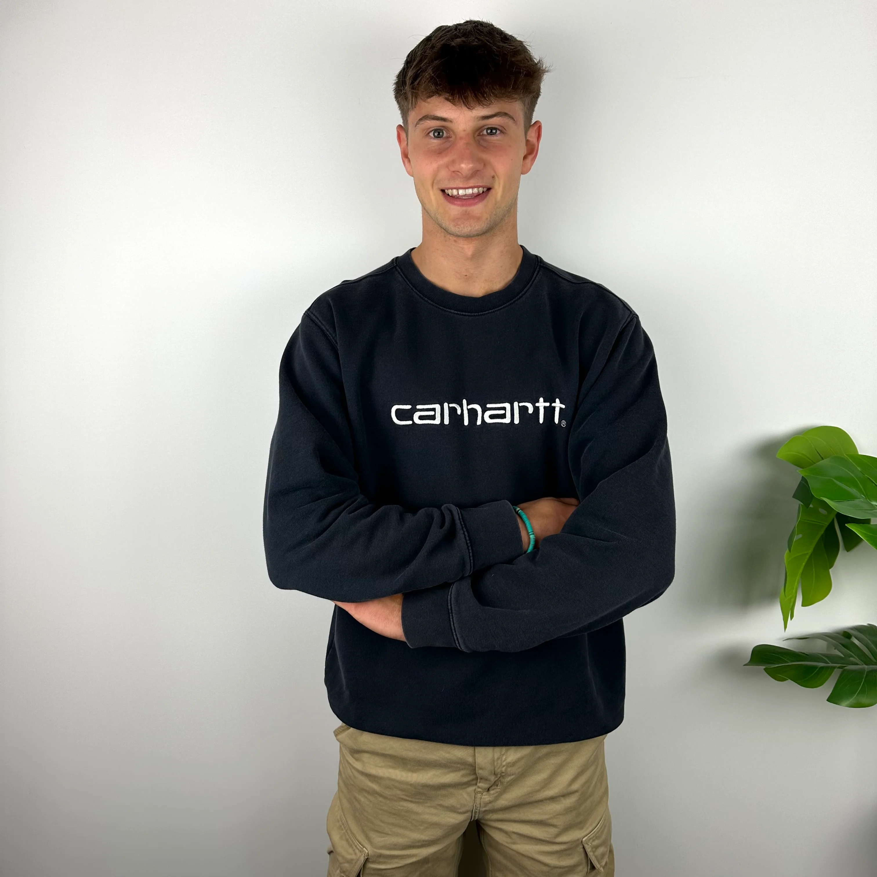 Carhartt Navy Embroidered Spell Out Sweatshirt (XL) - Image 4