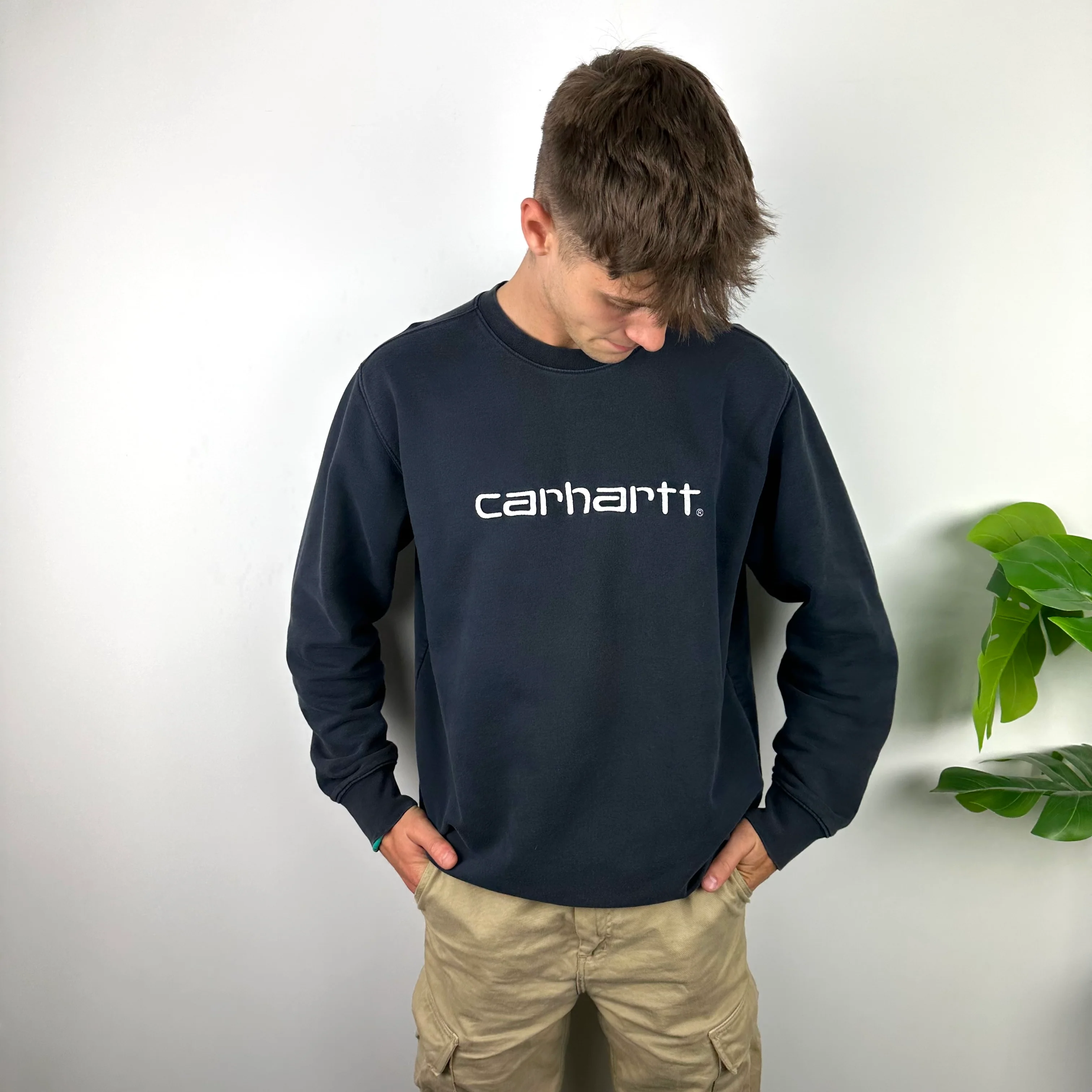 Carhartt Navy Embroidered Spell Out Sweatshirt (XL) - Image 8