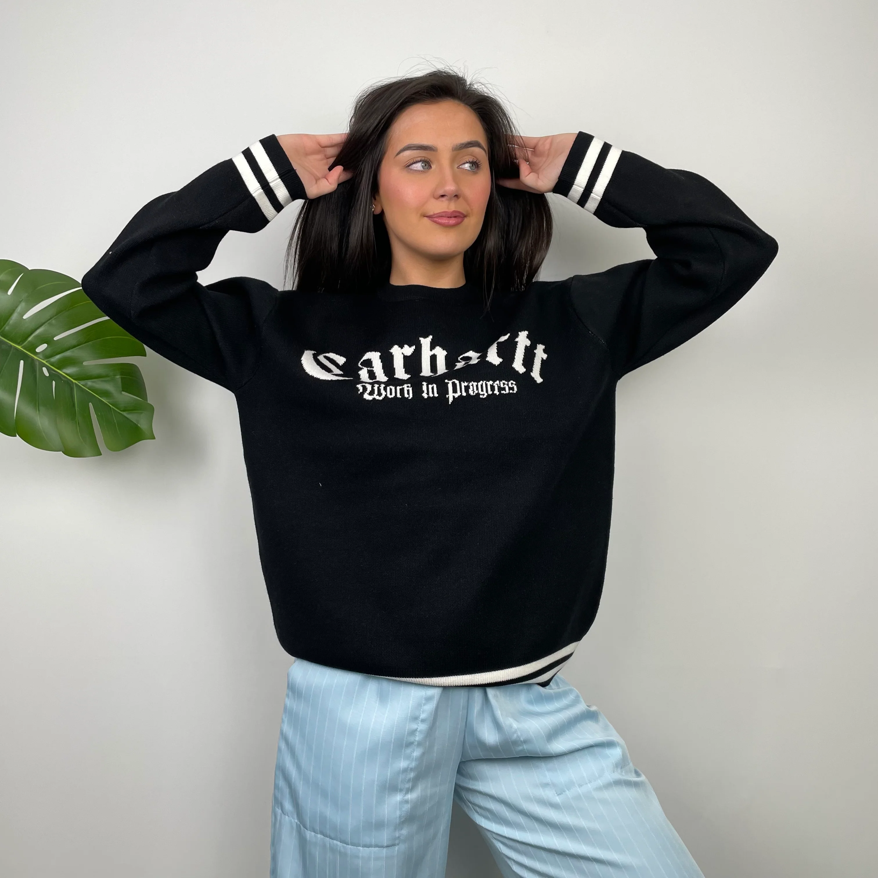 Carhartt RARE Black Embroidered Sweater (M) - Image 7