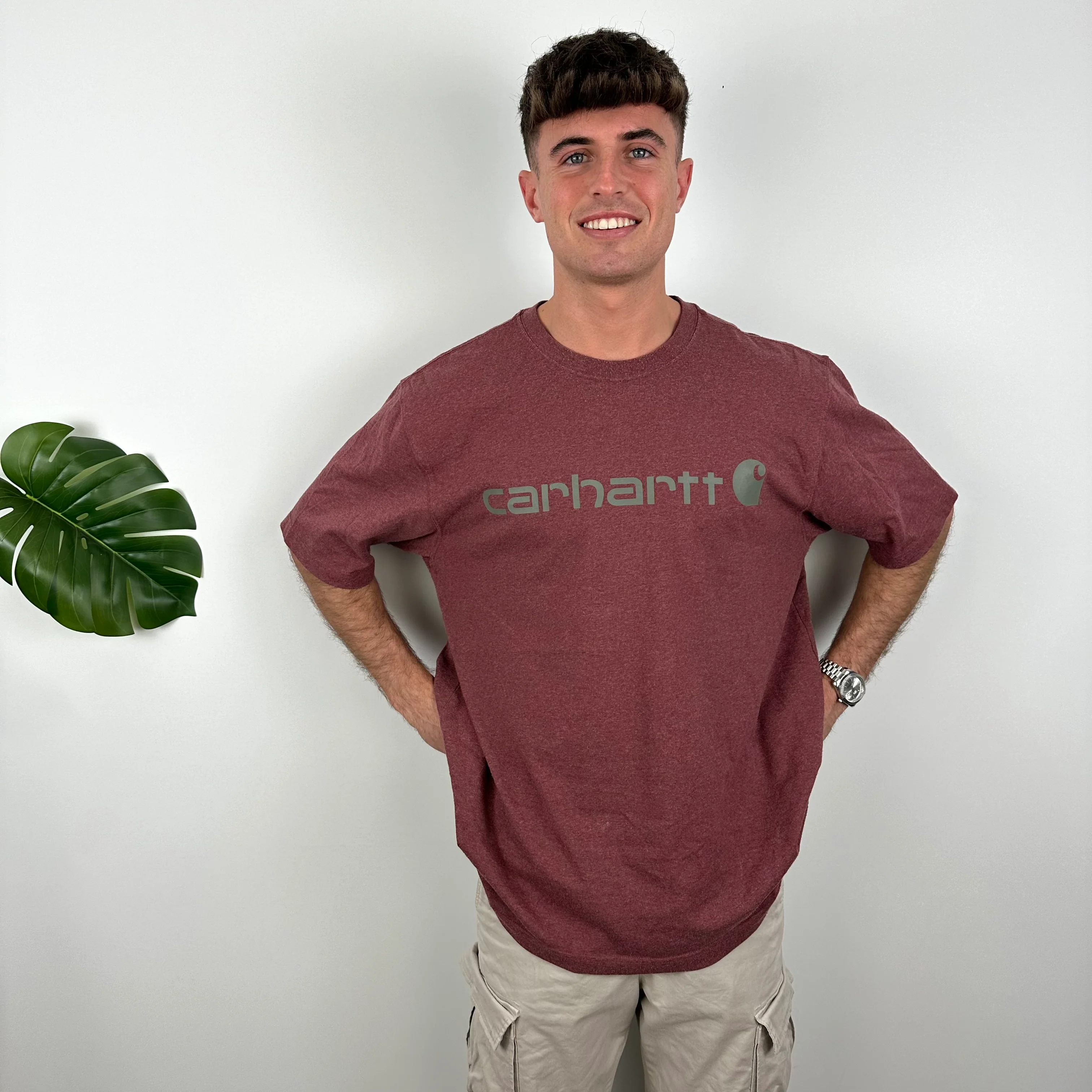 Carhartt RARE Maroon Spell Out T Shirt (L)