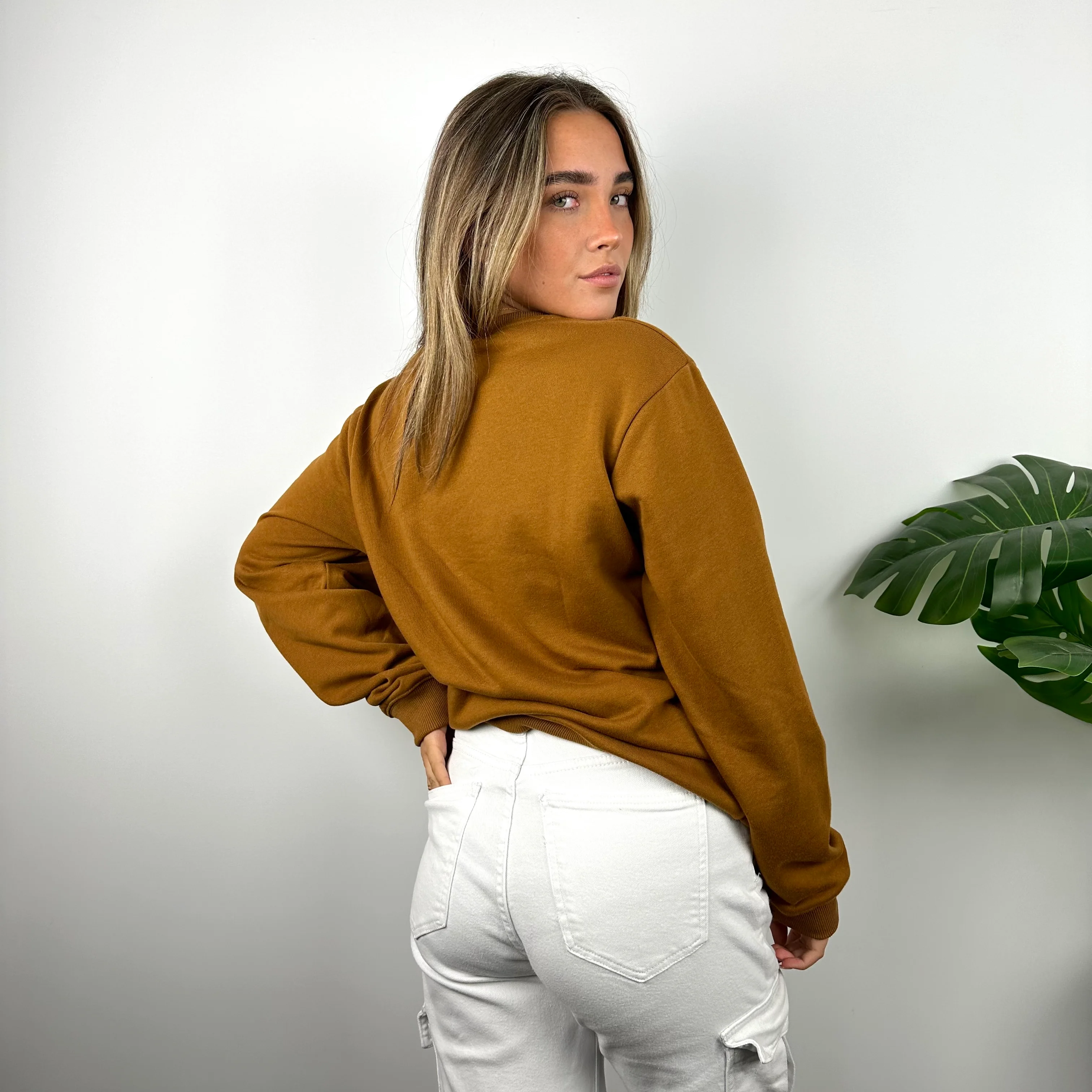 Carhartt Tan Brown Embroidered Spell Out Sweatshirt (M) - Image 5