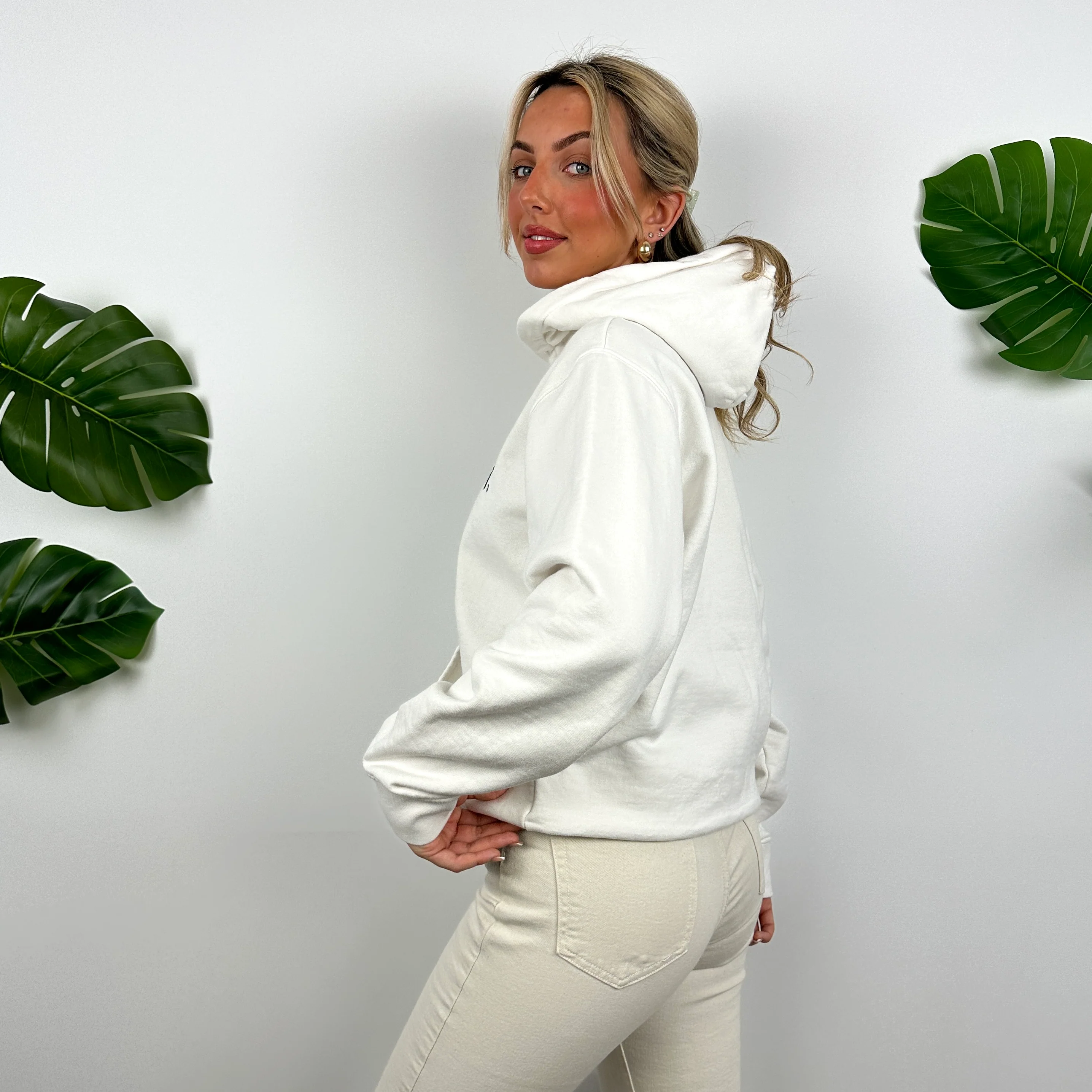 Carhartt White Embroidered Spell Out Hoodie (S) - Image 4