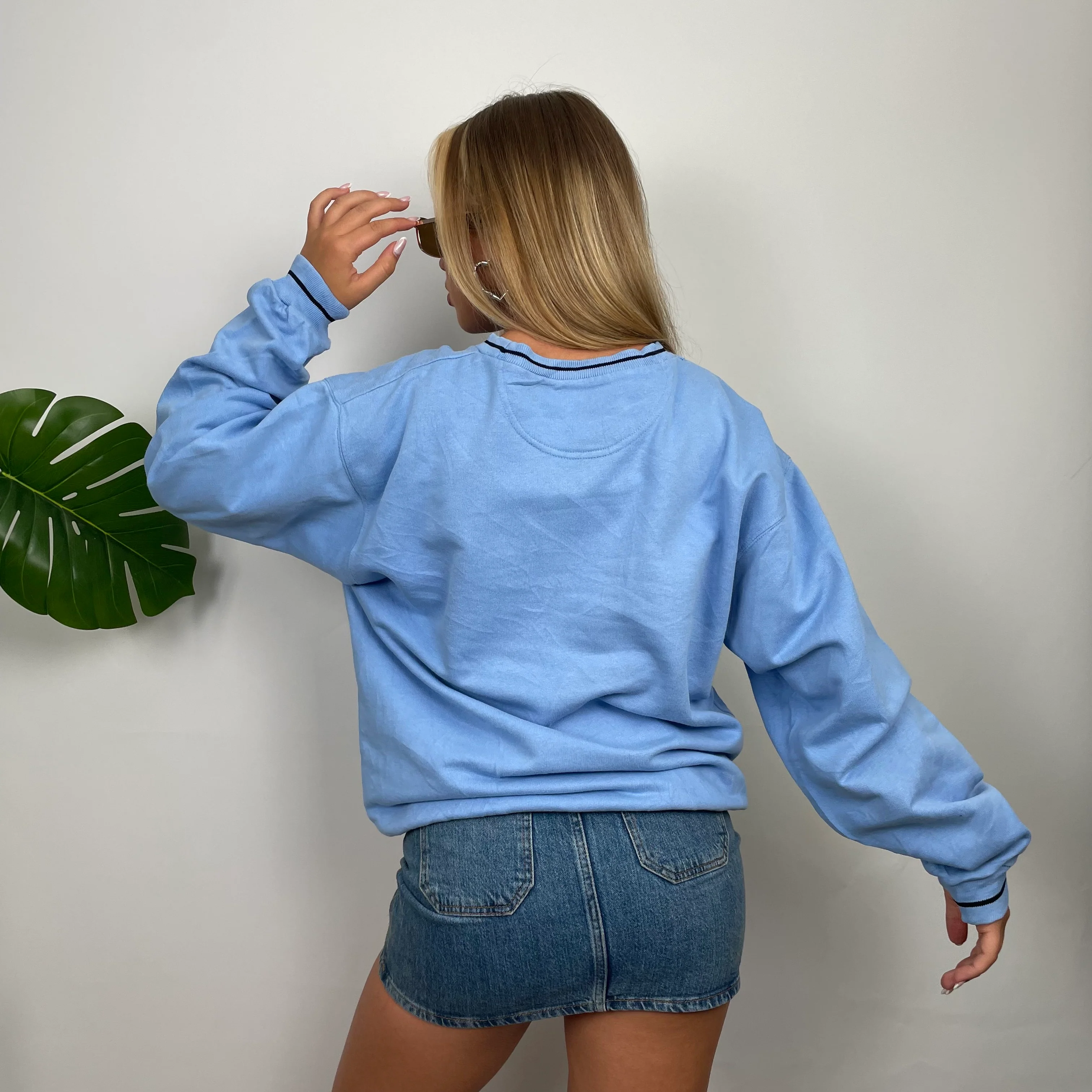 Champion Baby Blue Embroidered Spell Out Sweatshirt (M) - Image 7