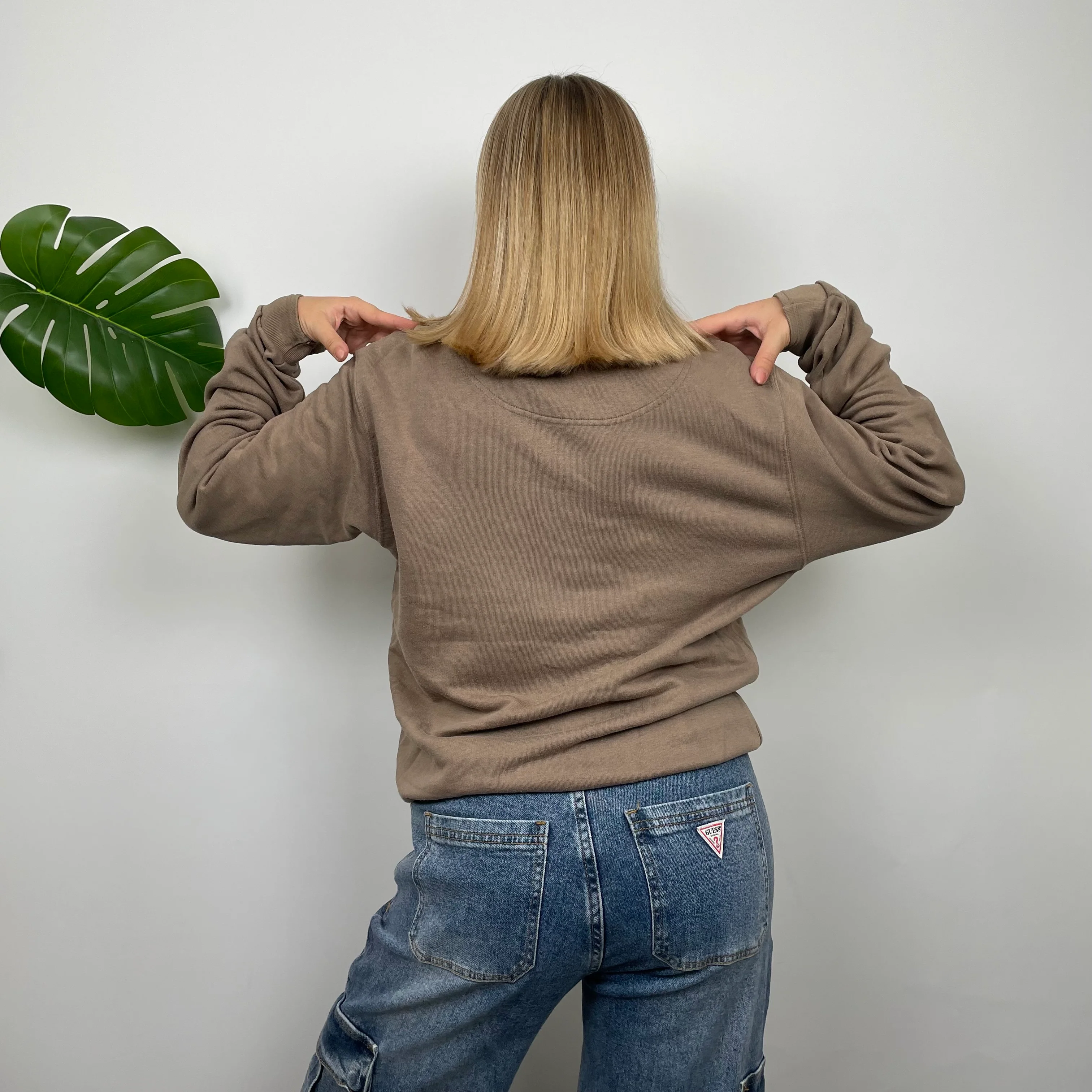 Champion Brown Embroidered Spell Out Sweatshirt (M) - Image 7