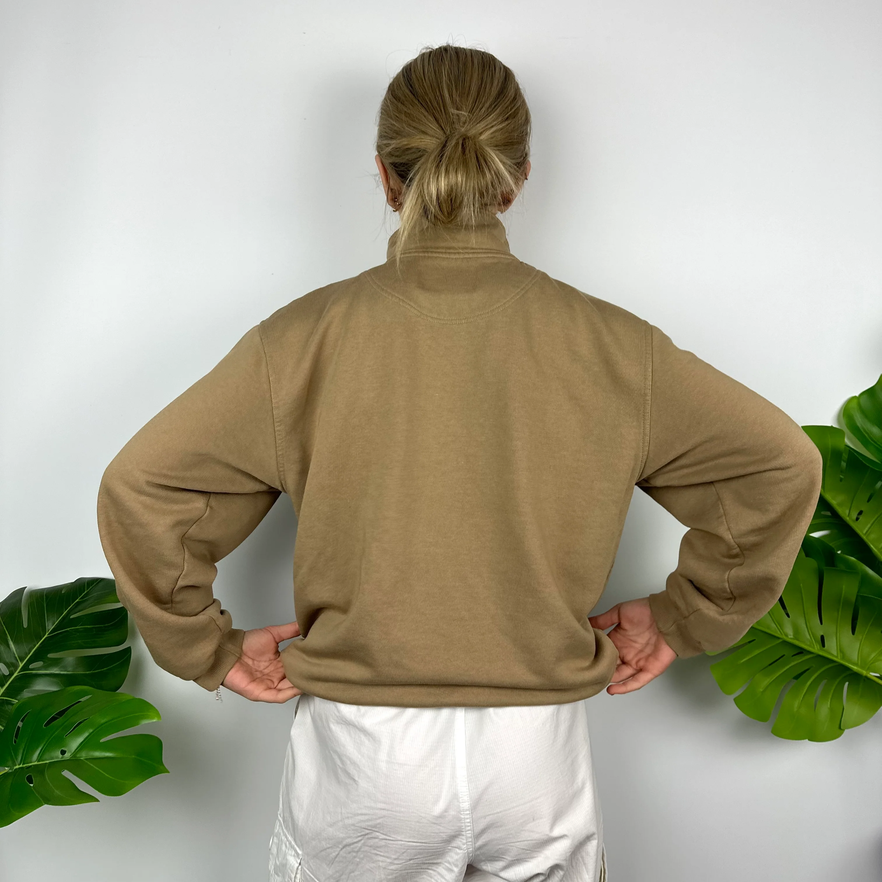 Champion Tan Embroidered Spell Out Quarter Zip Sweatshirt (M) - Image 4