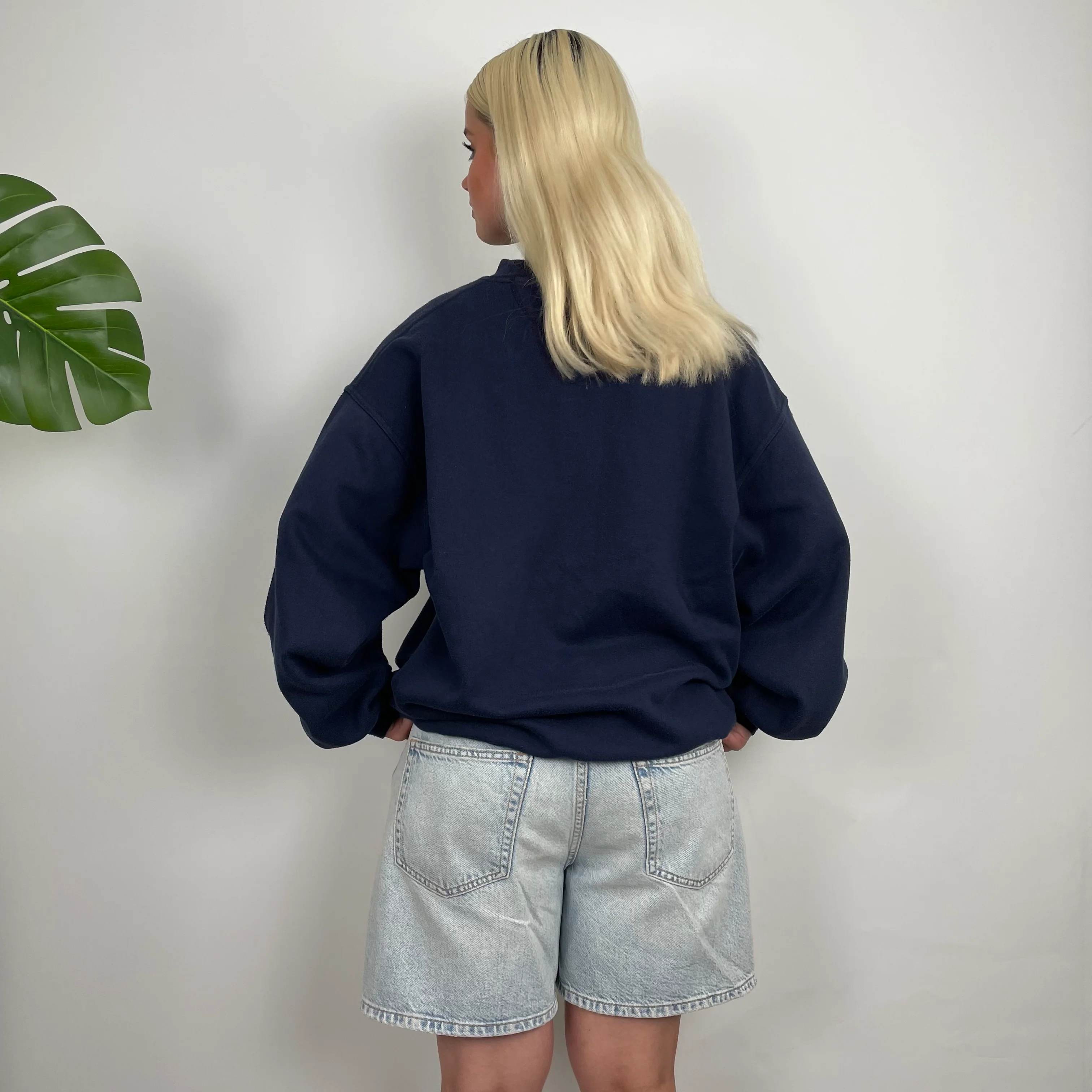 Champion x Harvard Law School RARE Navy Embroidered Spell Out Sweatshirt (S) - Image 5