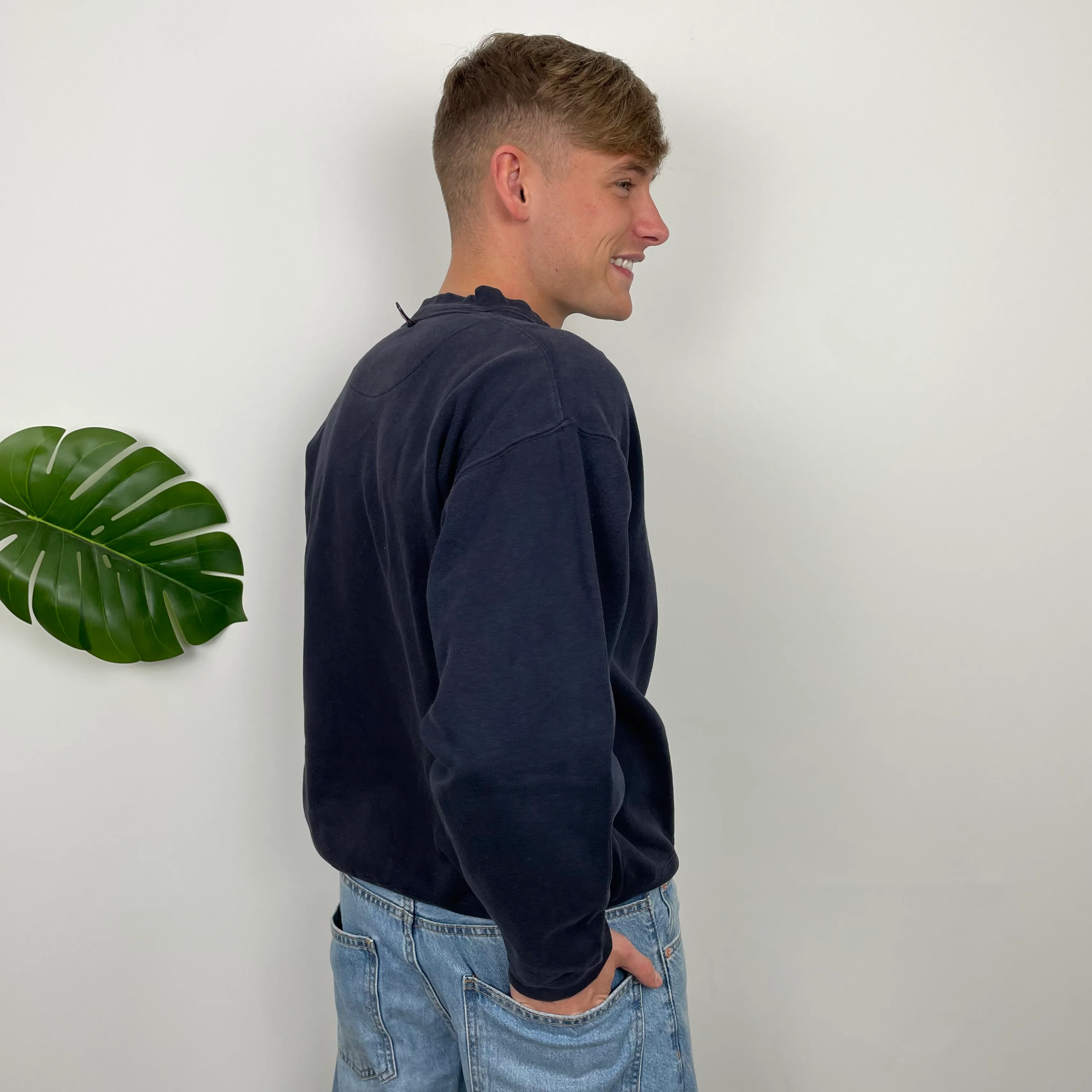 Chaps Ralph Lauren Navy Embroidered Spell Out Sweatshirt (M) - Image 6