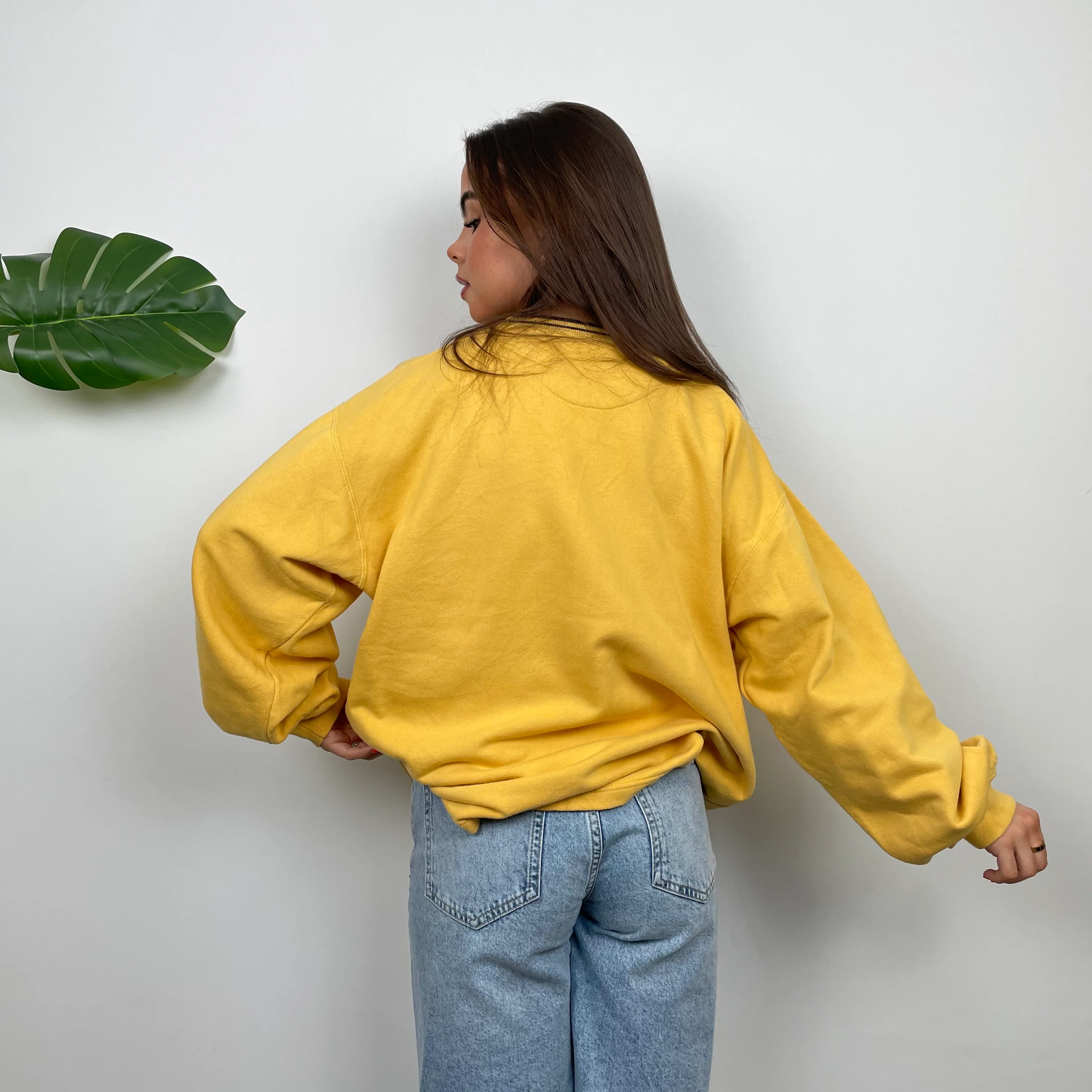 Chaps Ralph Lauren RARE Yellow Embroidered Spell Out Sweatshirt (L) - Image 5