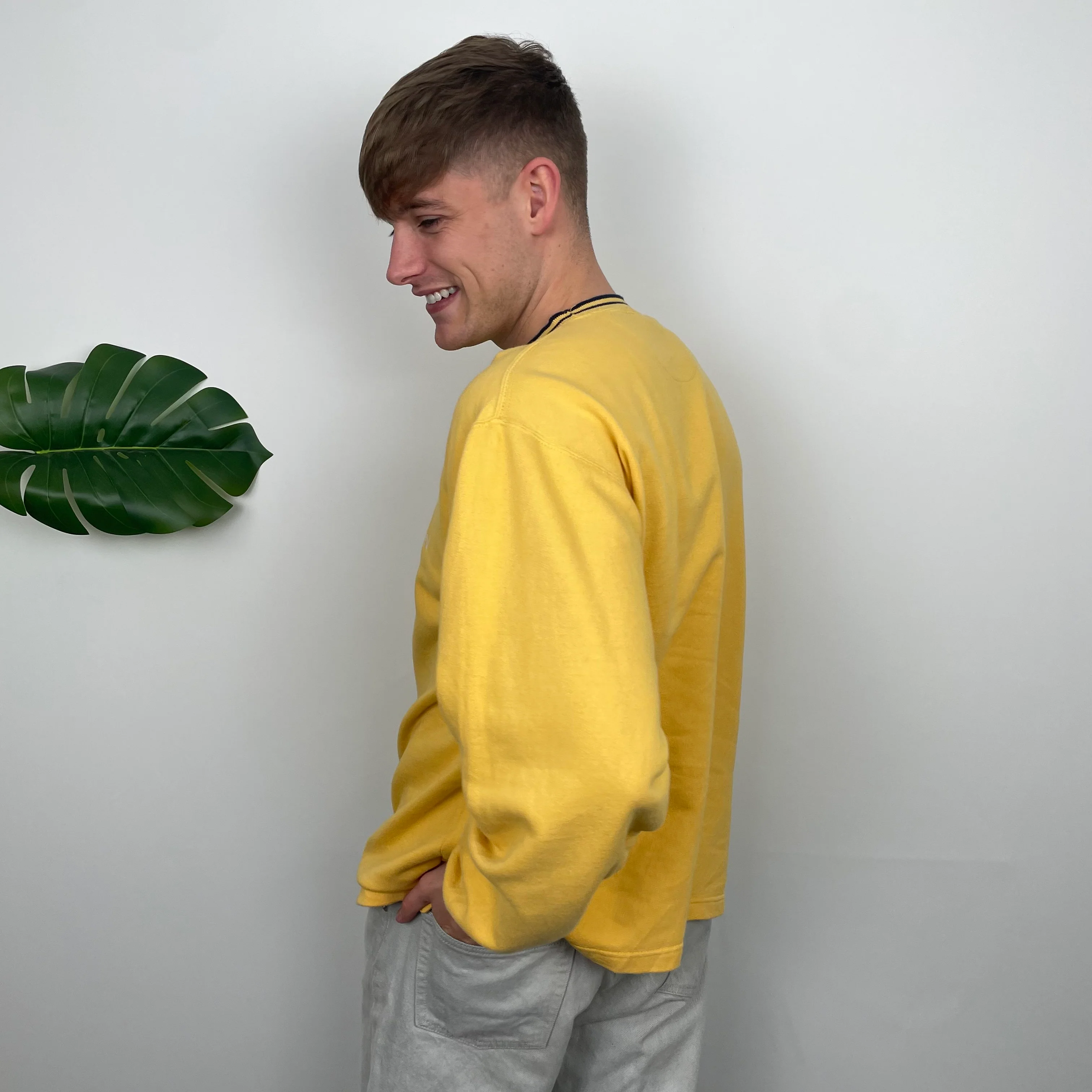 Chaps Ralph Lauren RARE Yellow Embroidered Spell Out Sweatshirt (L) - Image 6