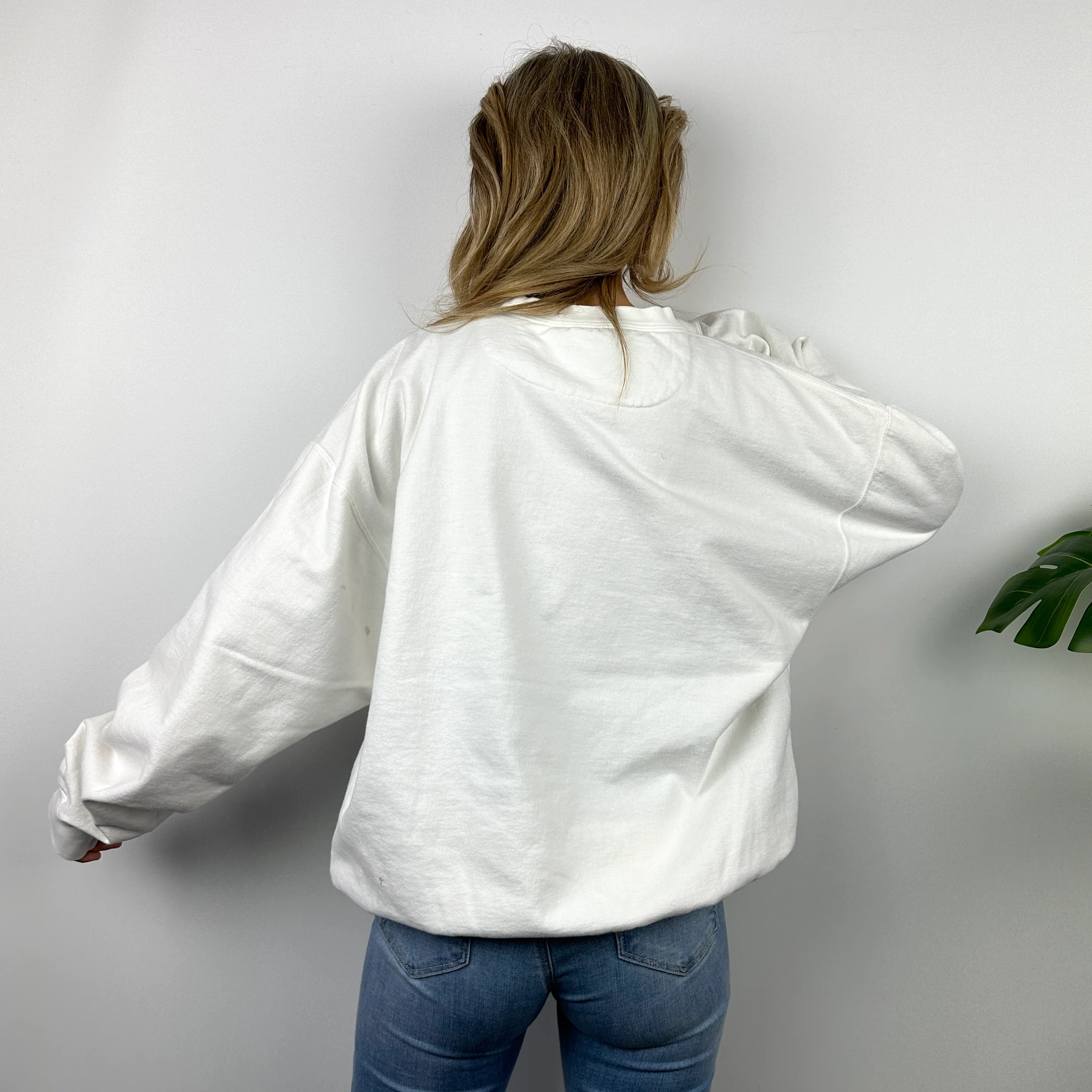 Chaps Ralph Lauren White Embroidered Spell Out Sweatshirt (XL) - Image 8
