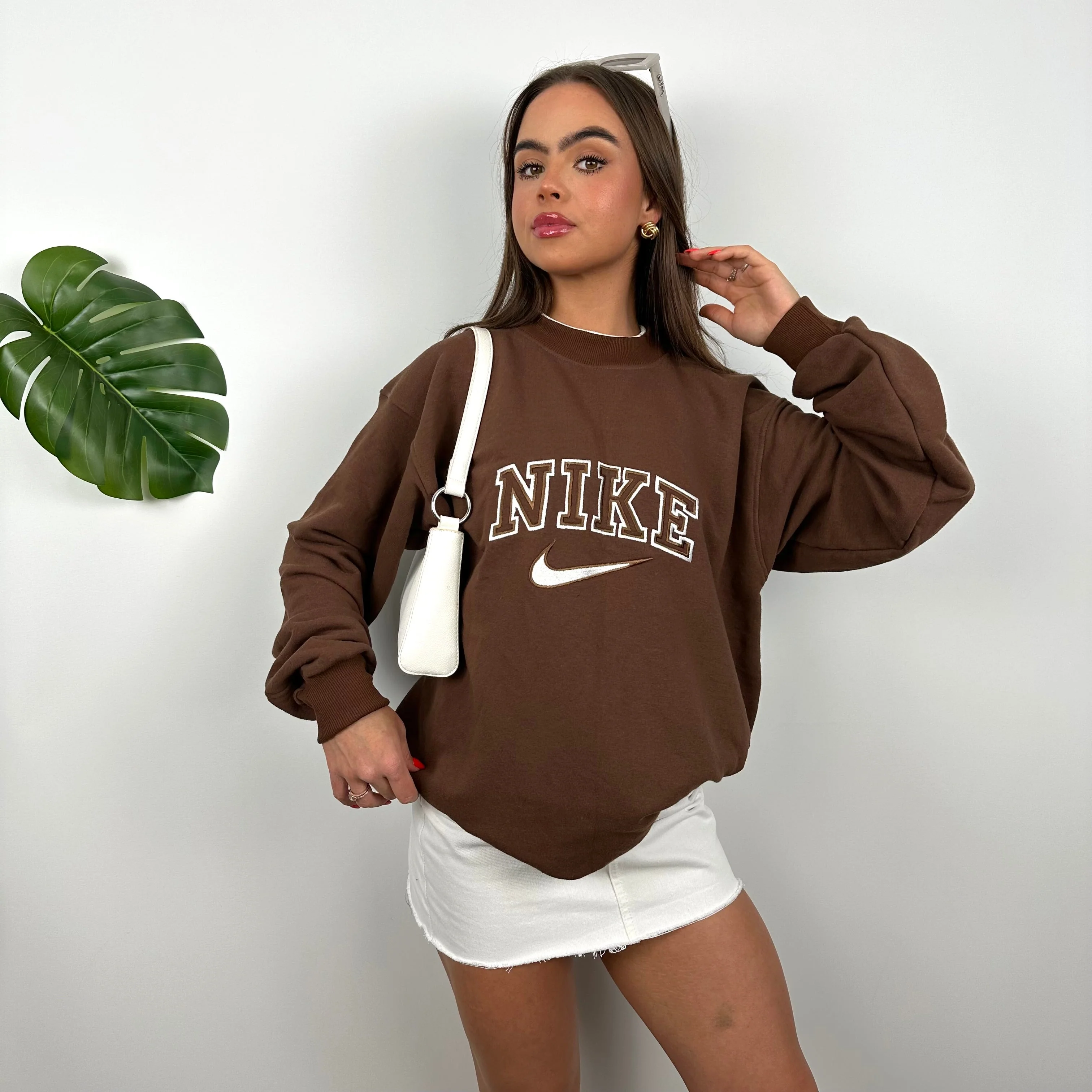 Nike Brown Embroidered Spell Out Sweatshirt as worn by Annalivia Hynds (M) - Image 3