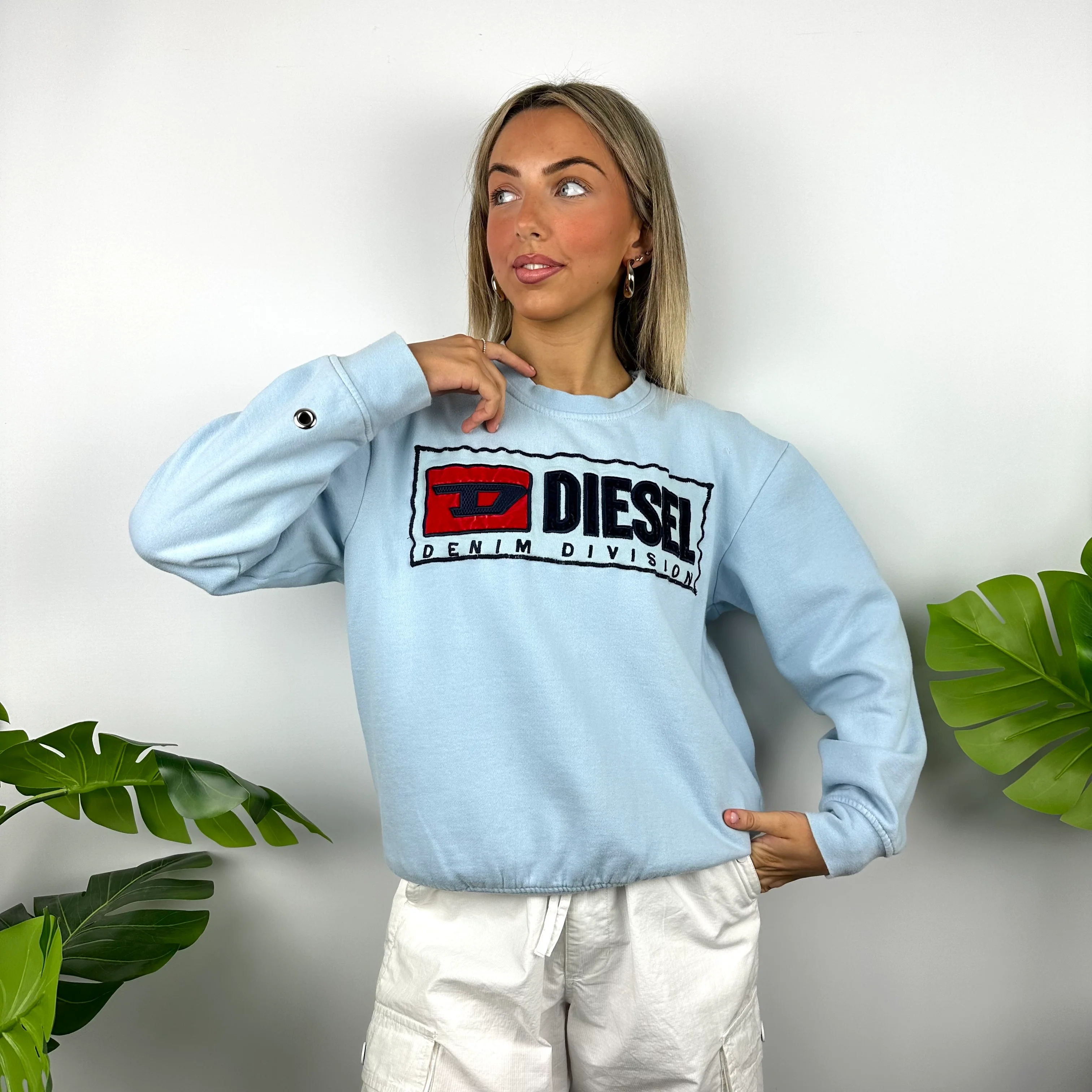 Diesel Baby Blue Embroidered Spell Out Sweatshirt (XL) - Image 3