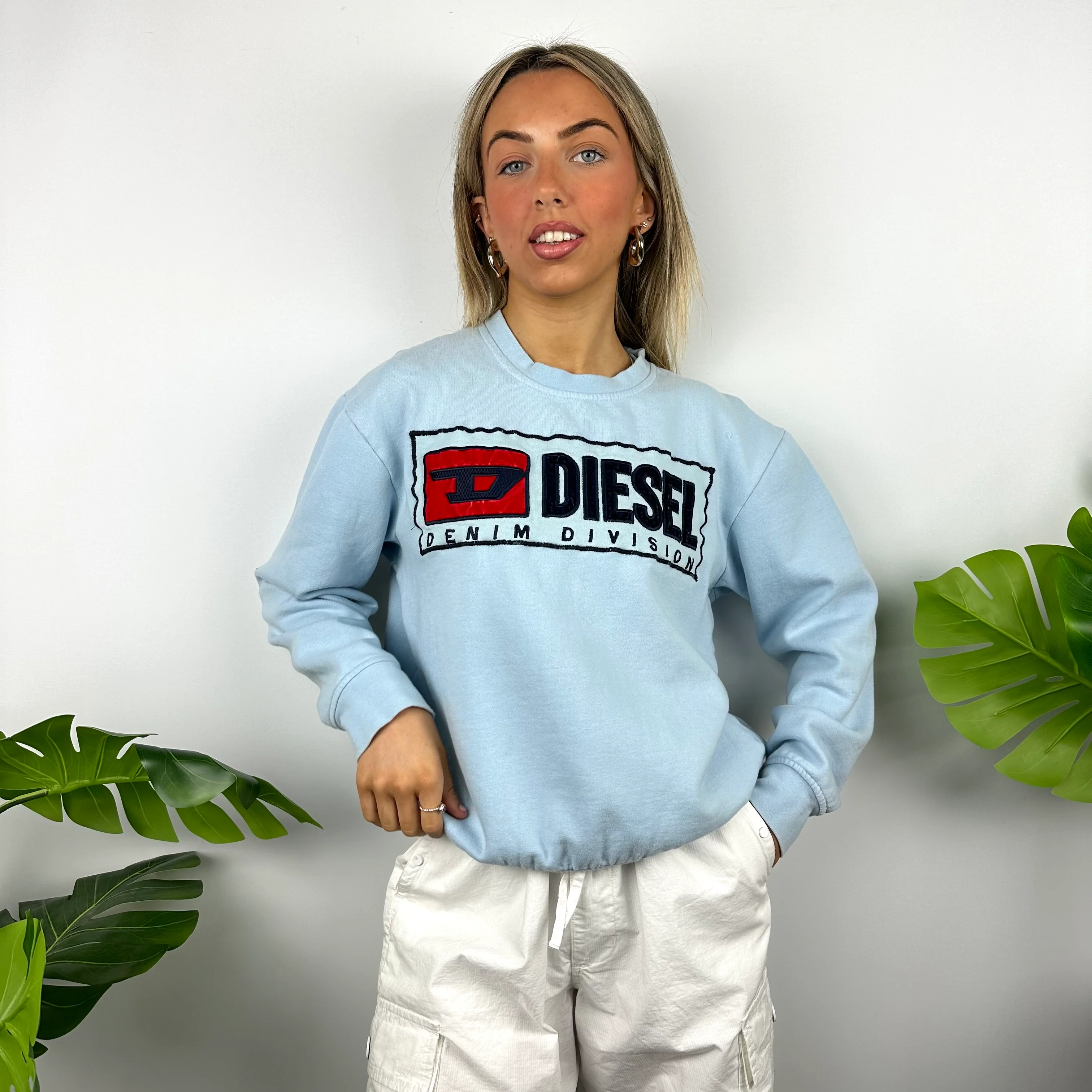 Diesel Baby Blue Embroidered Spell Out Sweatshirt (XL) - Image 5