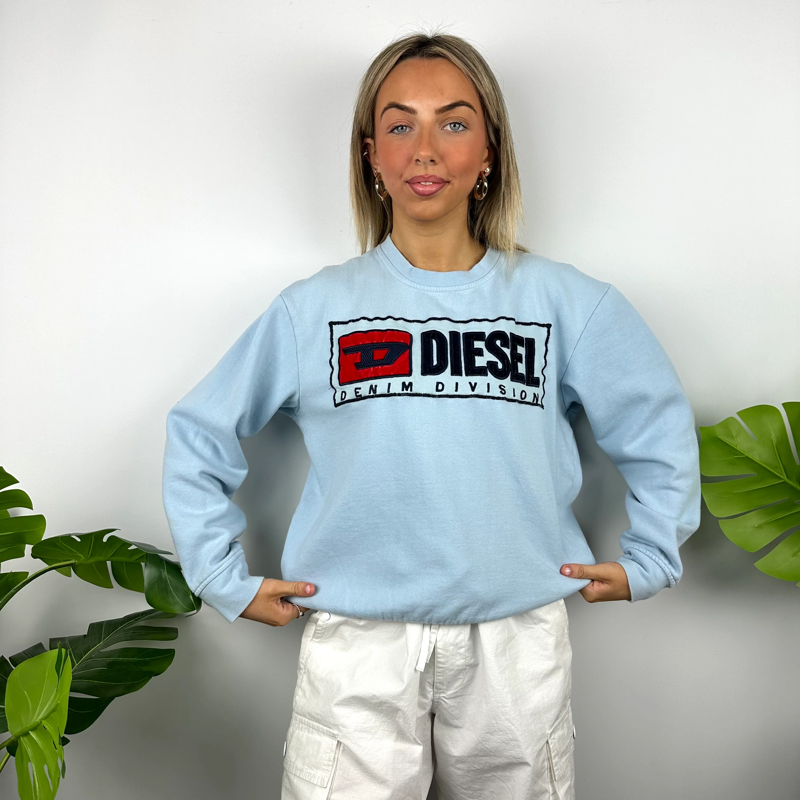Diesel Baby Blue Embroidered Spell Out Sweatshirt (XL) - Image 6