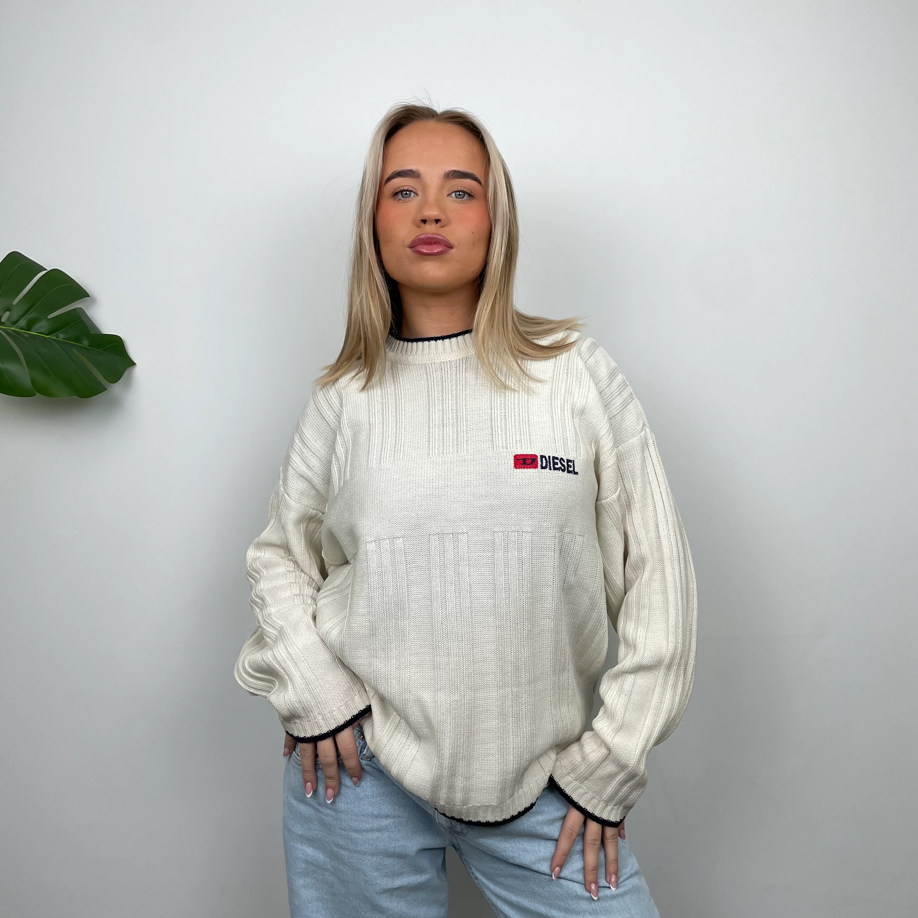 Diesel Cream Spell Out Knitted Sweater (M) - Image 5