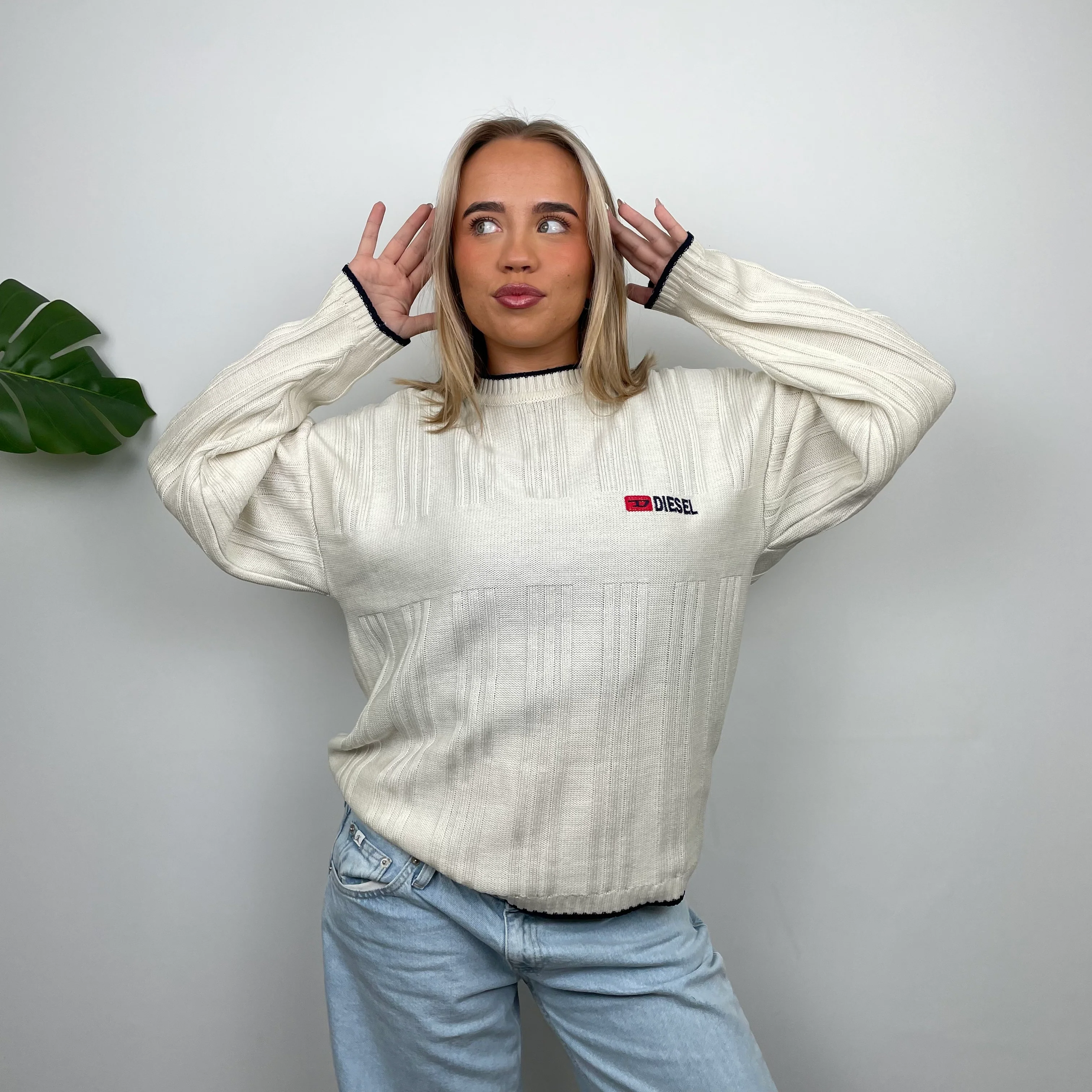 Diesel Cream Spell Out Knitted Sweater (M) - Image 6
