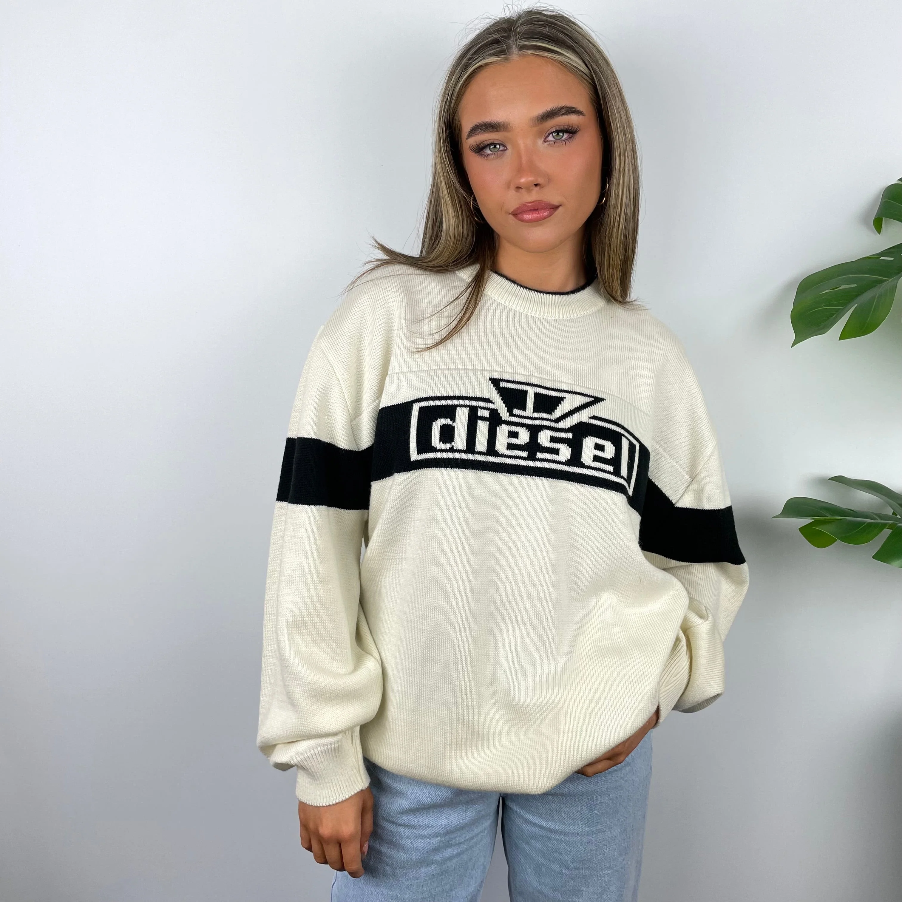 Diesel Cream Spell Out Knitted Sweater (M) - Image 6