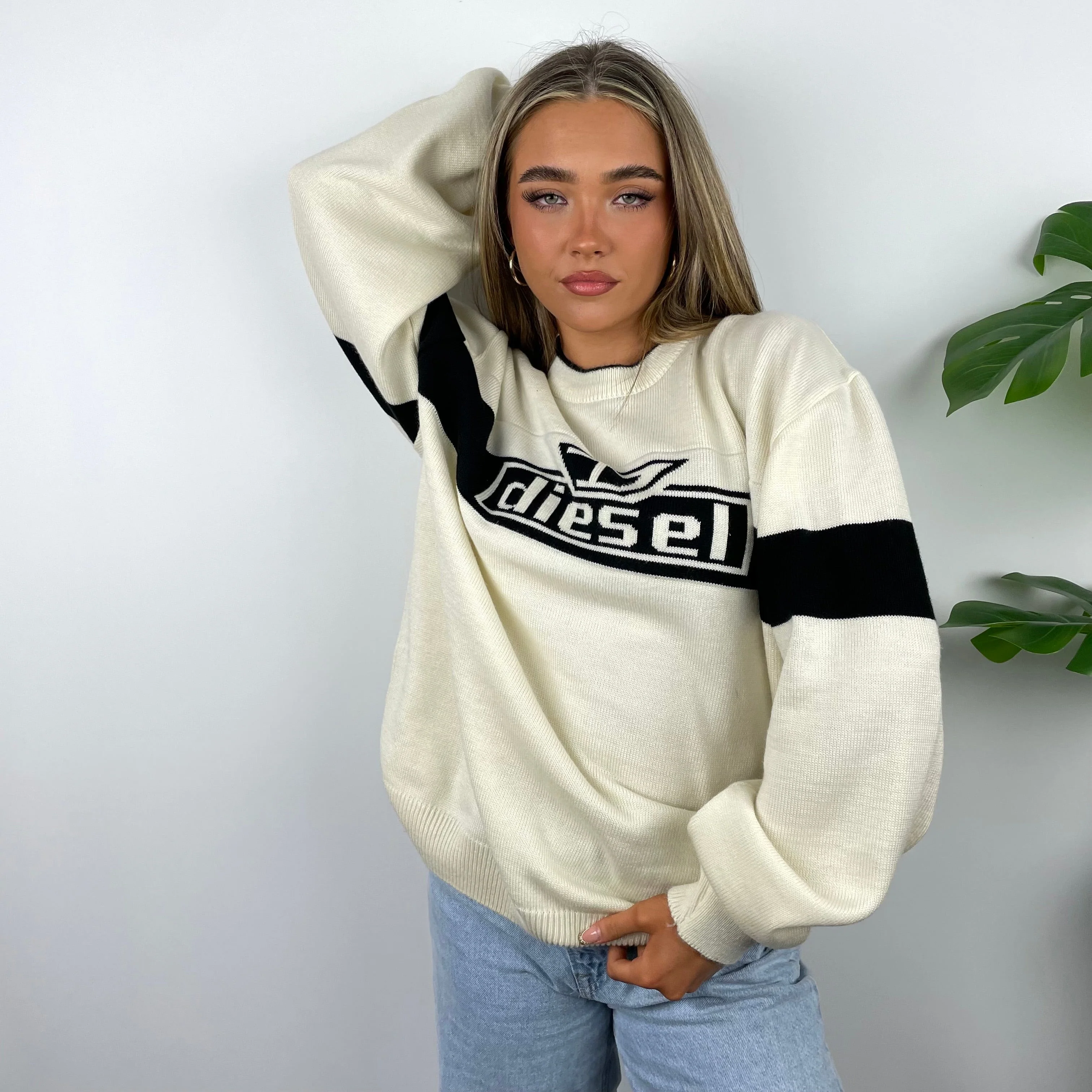Diesel Cream Spell Out Knitted Sweater (M) - Image 7