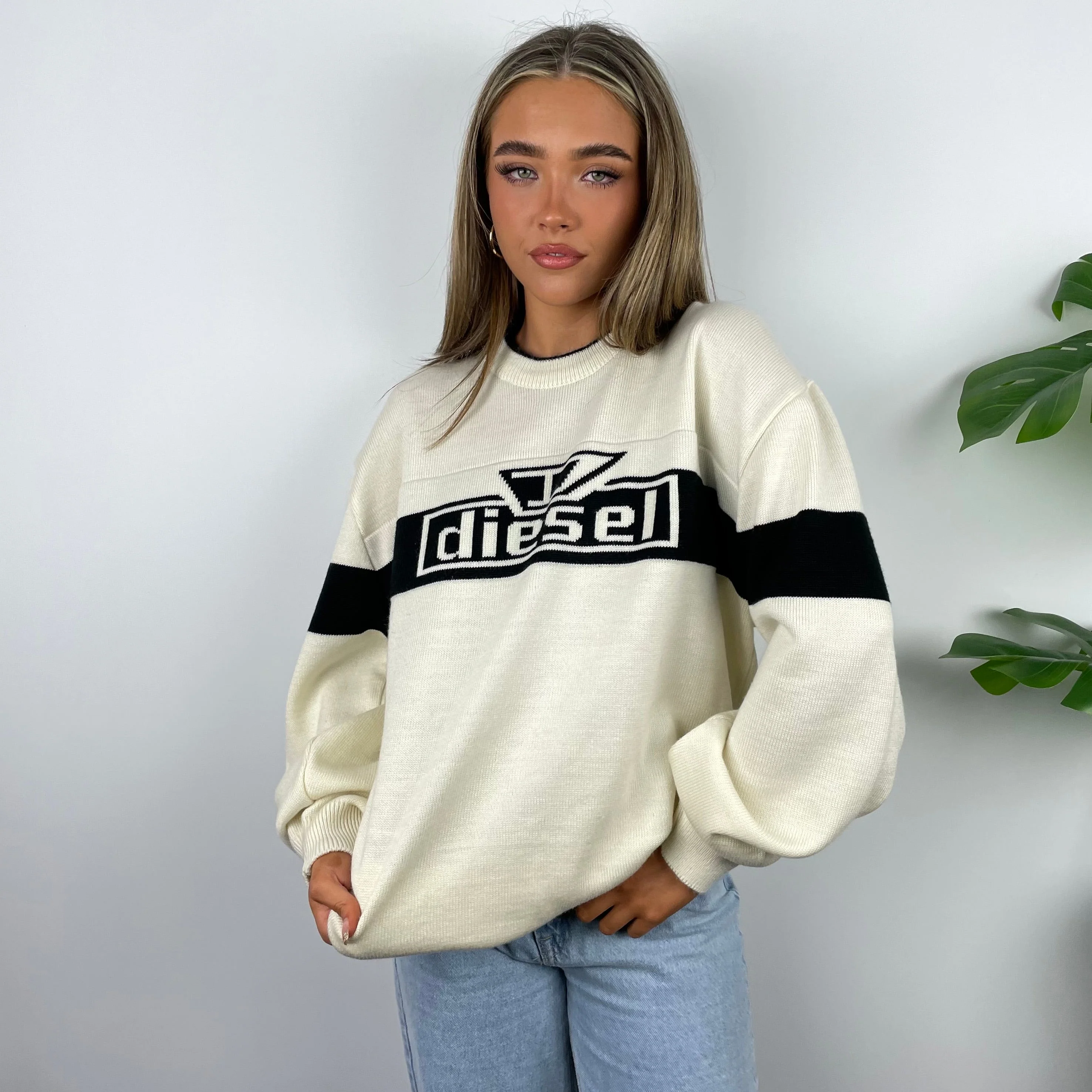Diesel Cream Spell Out Knitted Sweater (M) - Image 8
