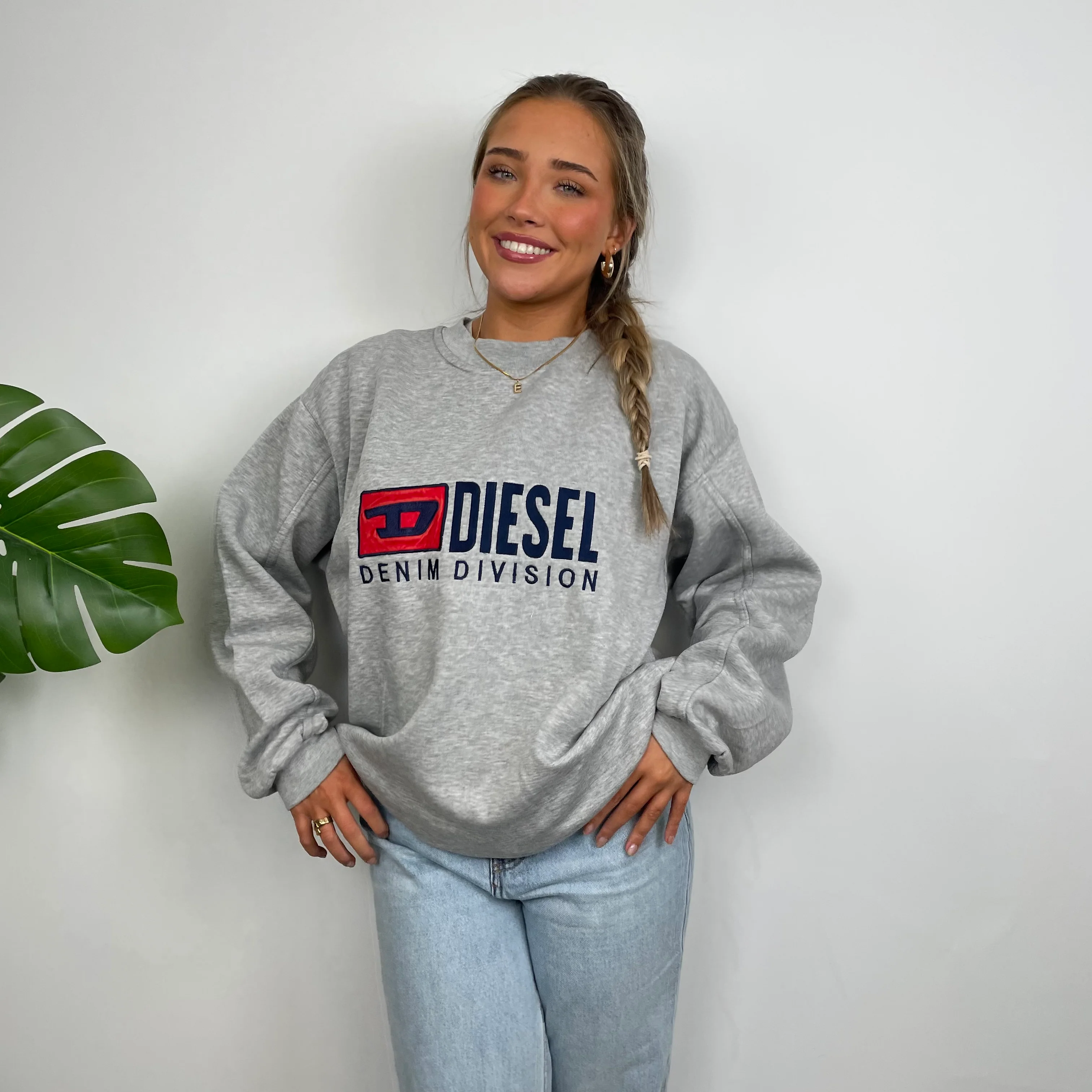 Diesel Grey Embroidered Spell Out Sweatshirt (XL) - Image 12